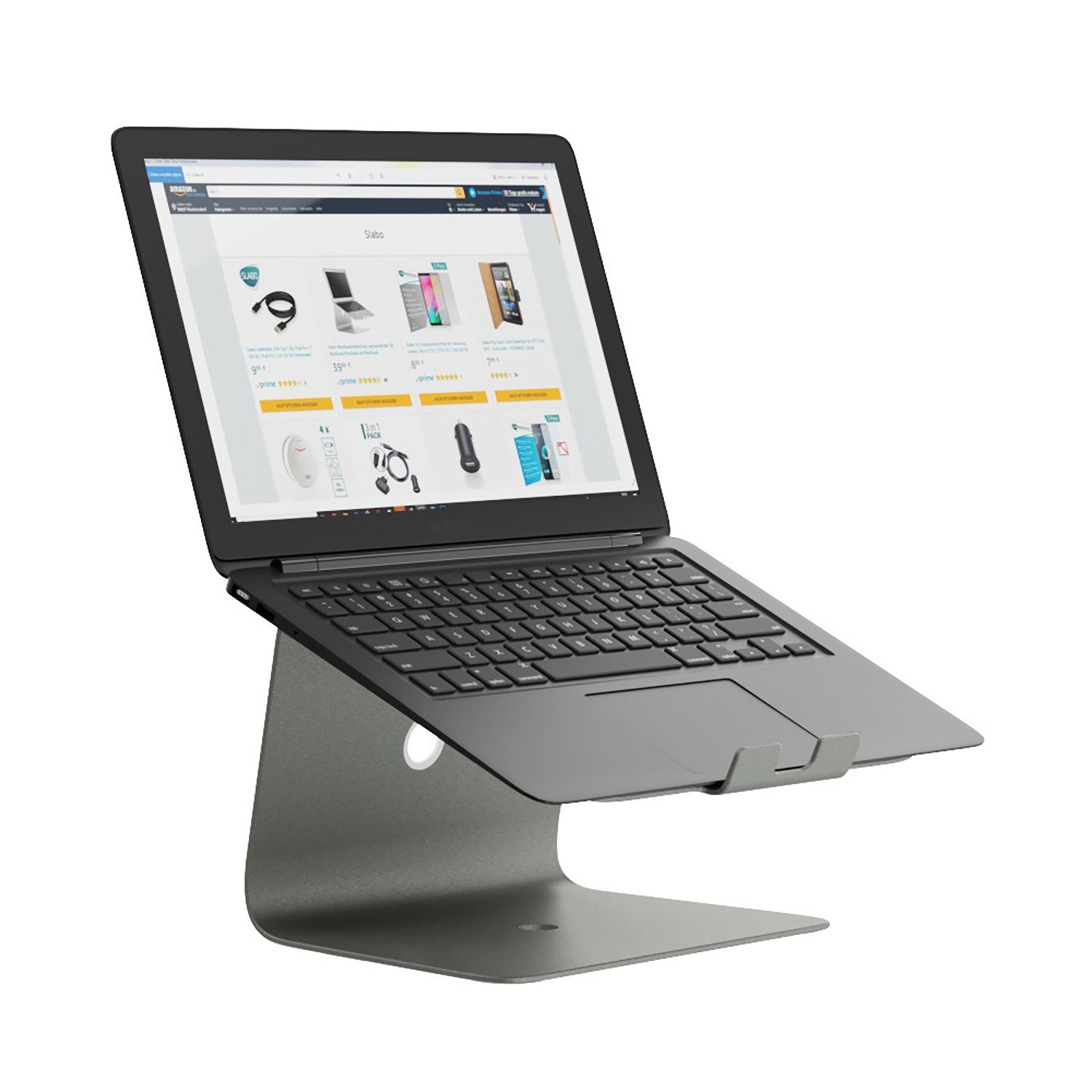 SLABO Notebookhalterung Laptopständer für MacBook, MacBook Air, MacBook  Pro, Notebooks, Laptops "Aluminium" - SPACE GREY / GRAU Laptop-Ständer