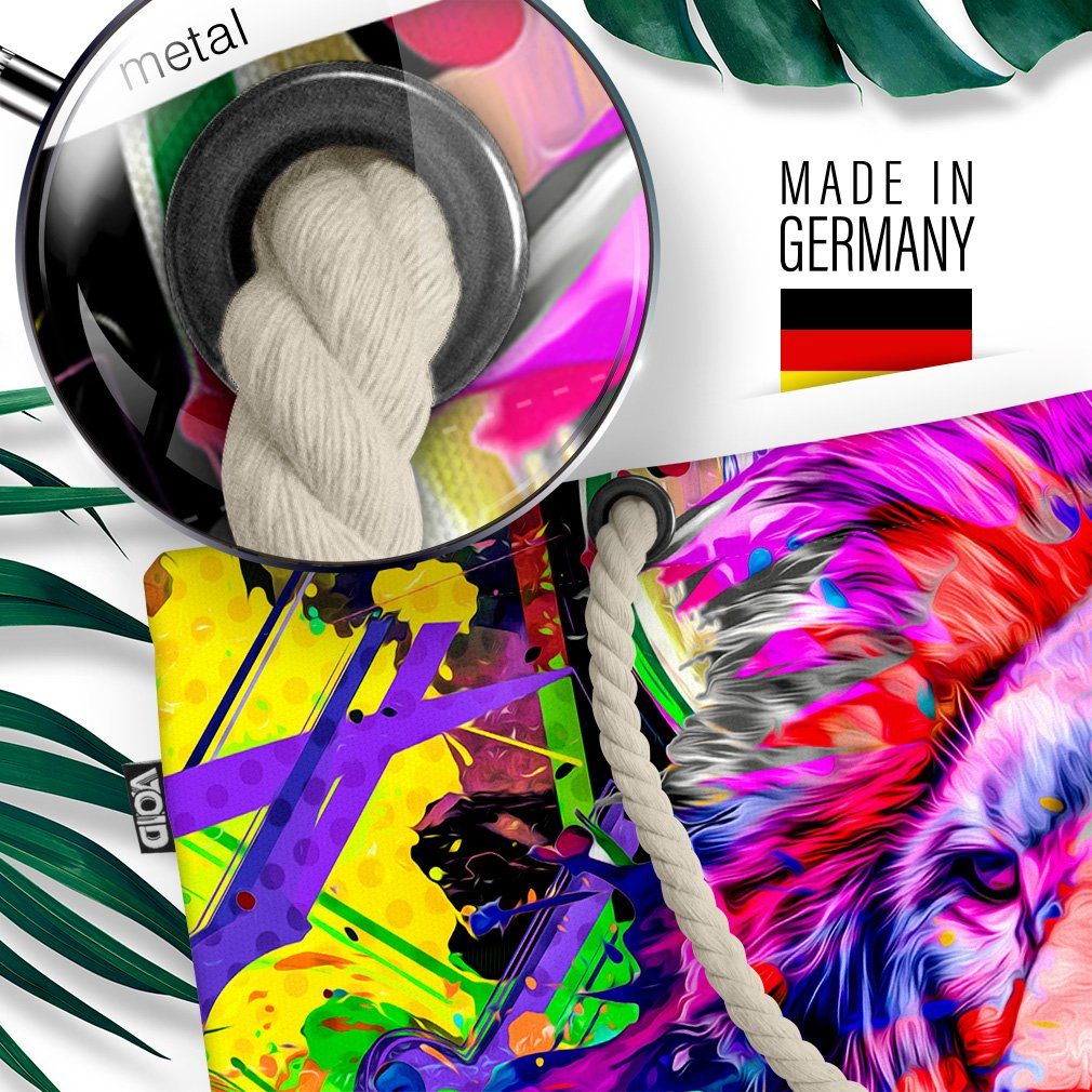 VOID Strandtasche (1-tlg), Pop Art Löwe Afrika König Raubtier Löwe Afrika Savanne Jagd Schwarz W