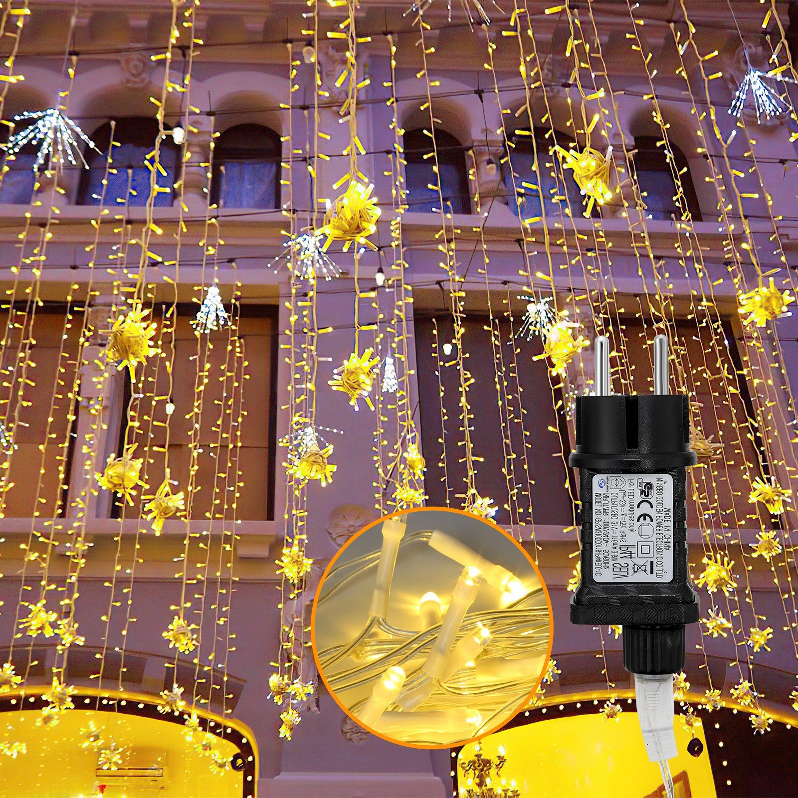 Clanmacy LEDLichterkette Erweiterbar 200/400/600 LED,5m/10m/15m