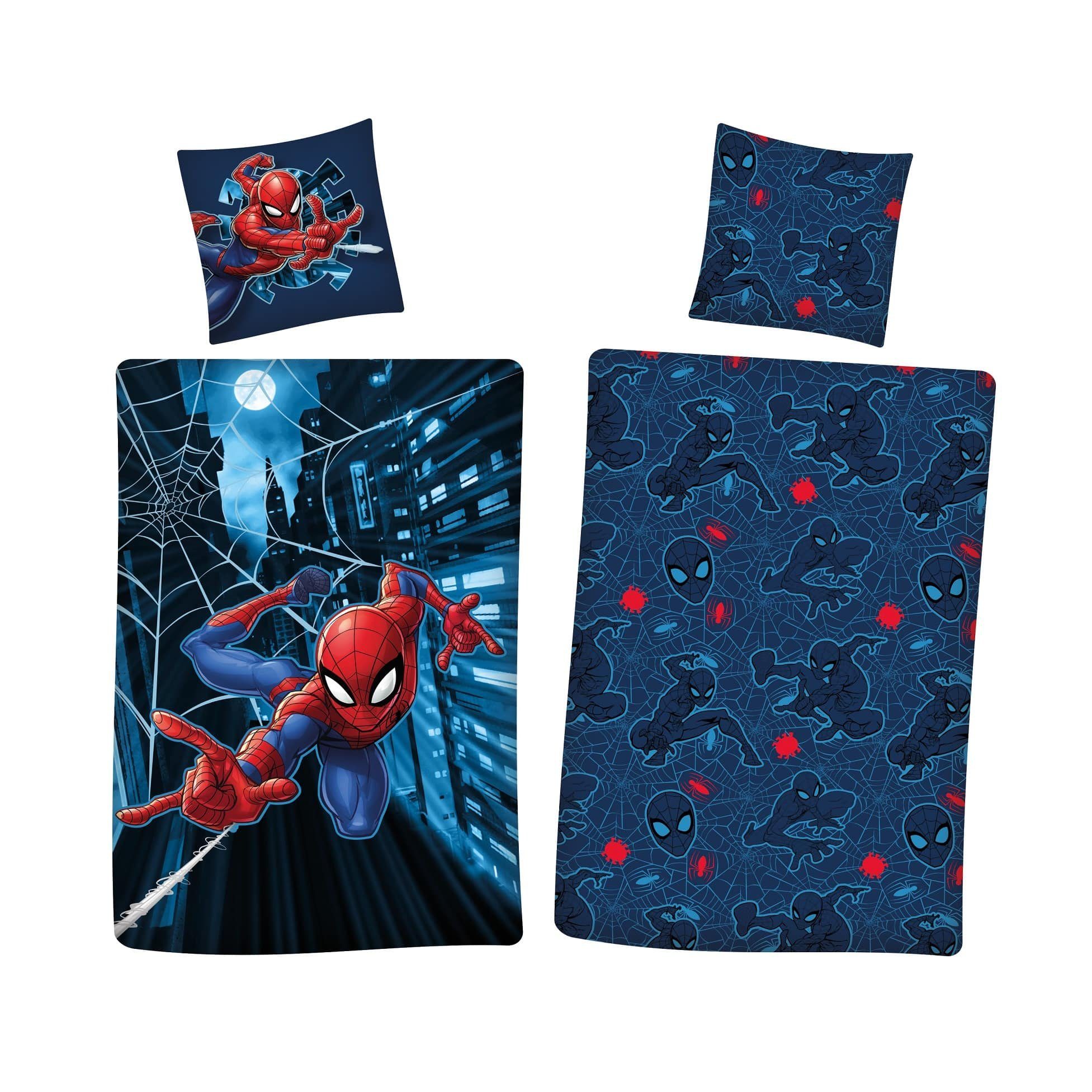 Kinderbettwäsche Spiderman Flanell Bettwäsche, 80 x 80 cm + 135 x 200 cm, AY!Max