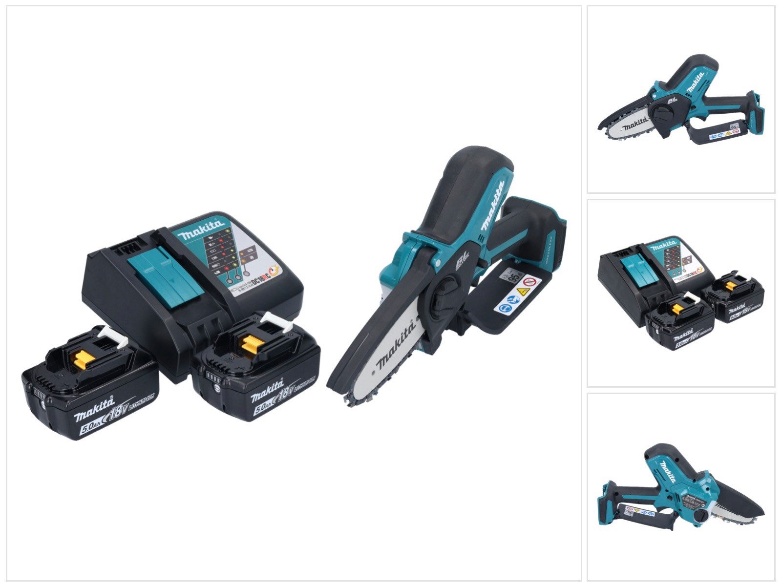 Makita Benzin-Kettensäge DUC 101 RT Akku Astsäge 18 V 10 cm Brushless + 2x Akku 5,0 Ah + Ladeg