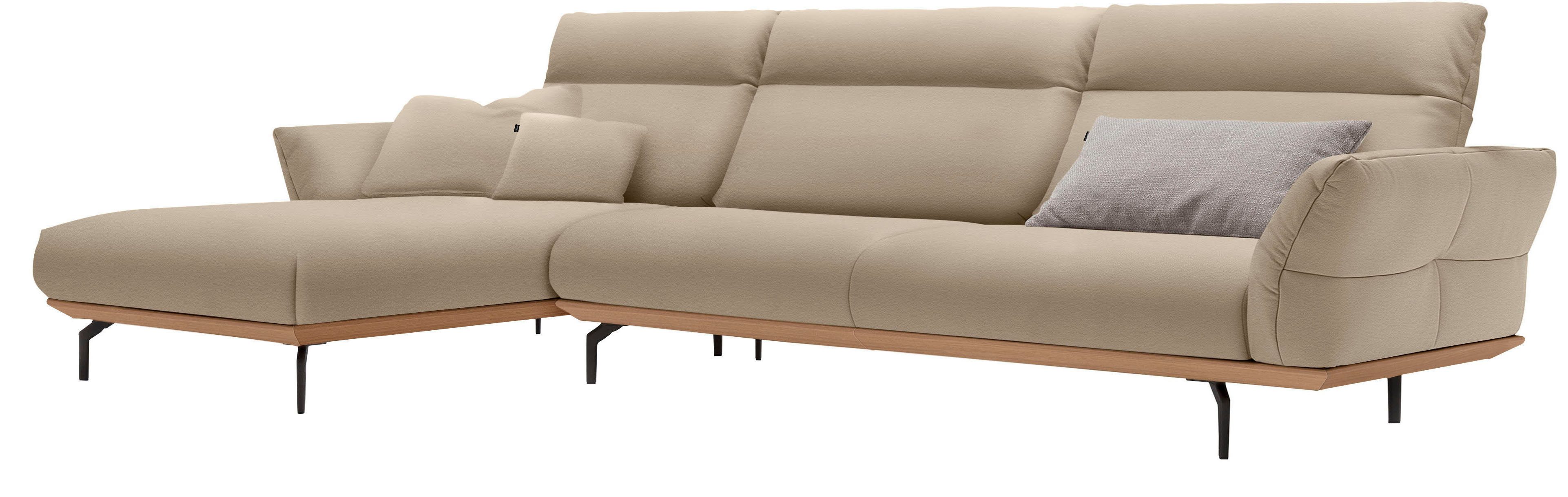 Creation BY ROLF BENZ Ecksofa CR.460, Sockel in Eiche, Winkelfüße in Umbragrau, Breite 338 cm