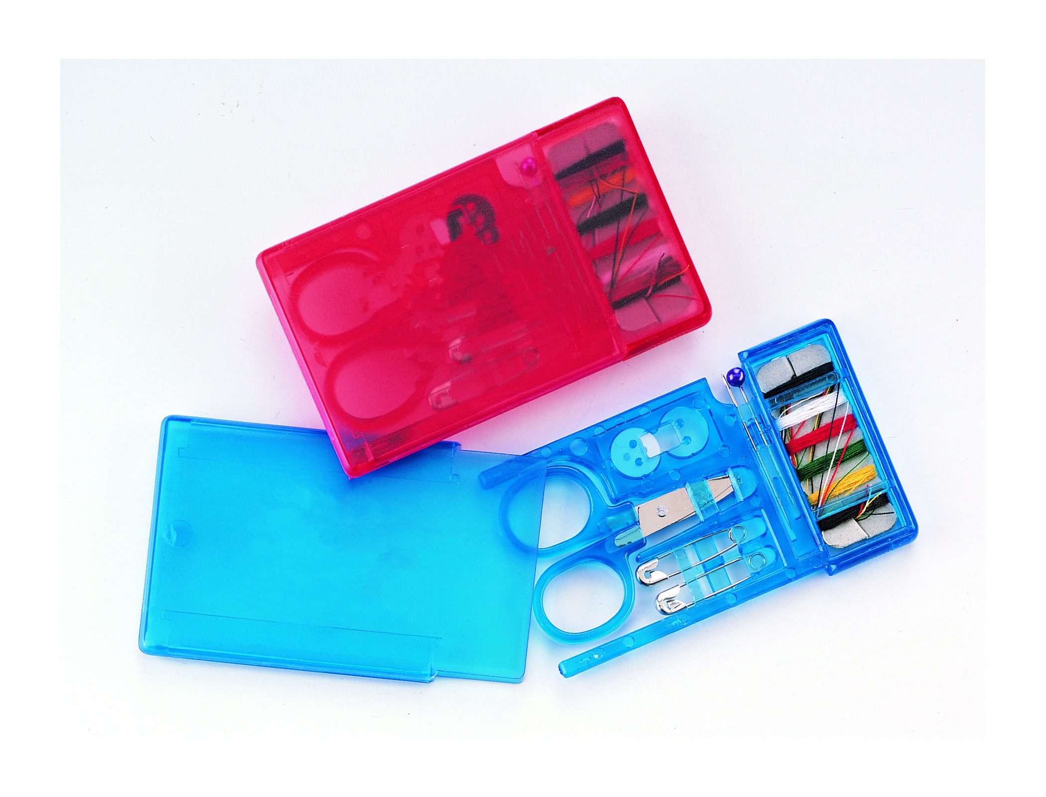 Best Offer Nähkästchen 2x Nähset / im Scheckkartenformat / Farbe je 1x rot und blau