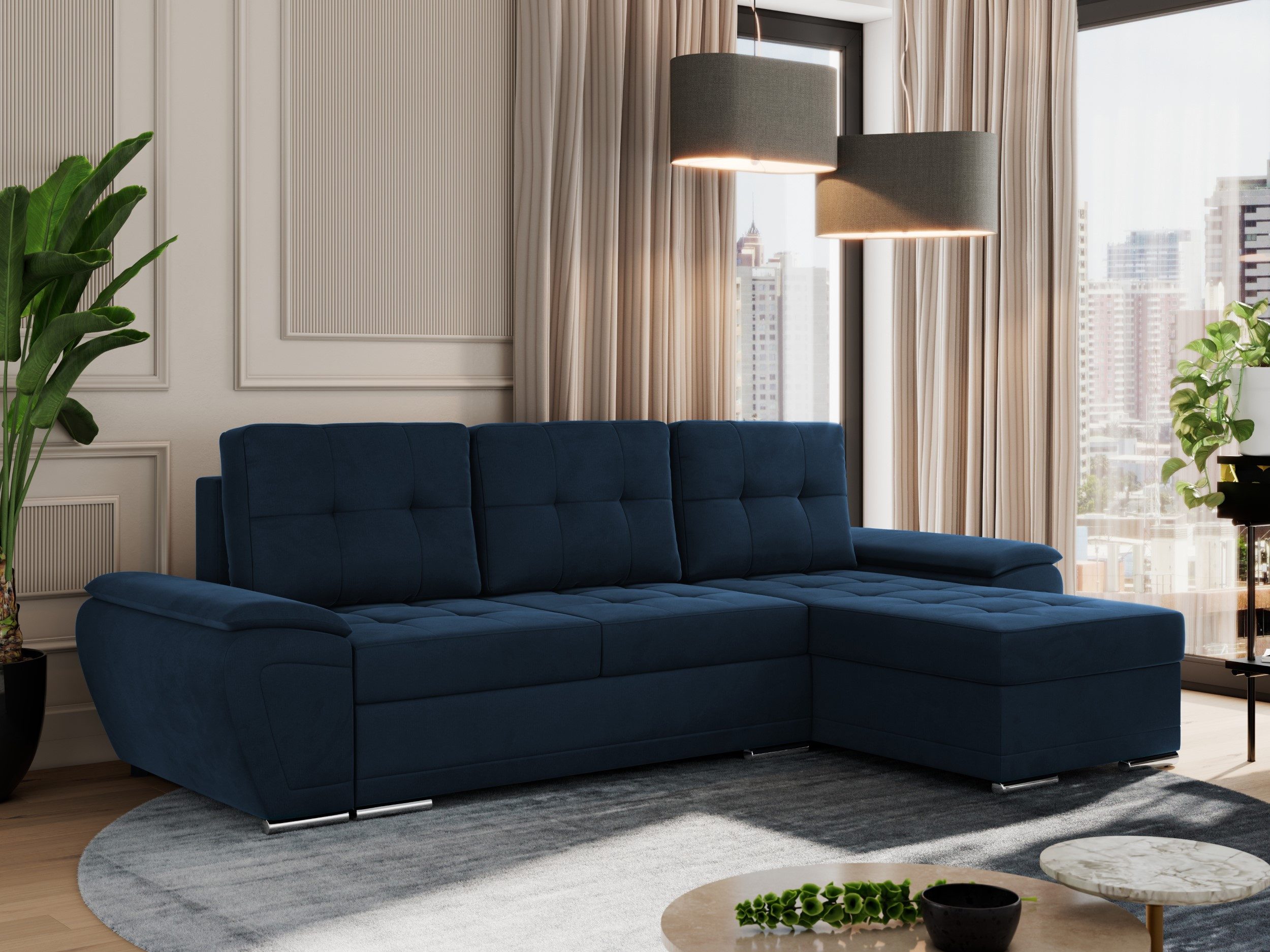 MKS MÖBEL Ecksofa UMBRIA L, Set, Schlafsofa, T30-Schaum, Wellenfedern, Metallbeine, L-förmige Ecksofa, Bettkasten, Schlaffunktion, lose Kissen