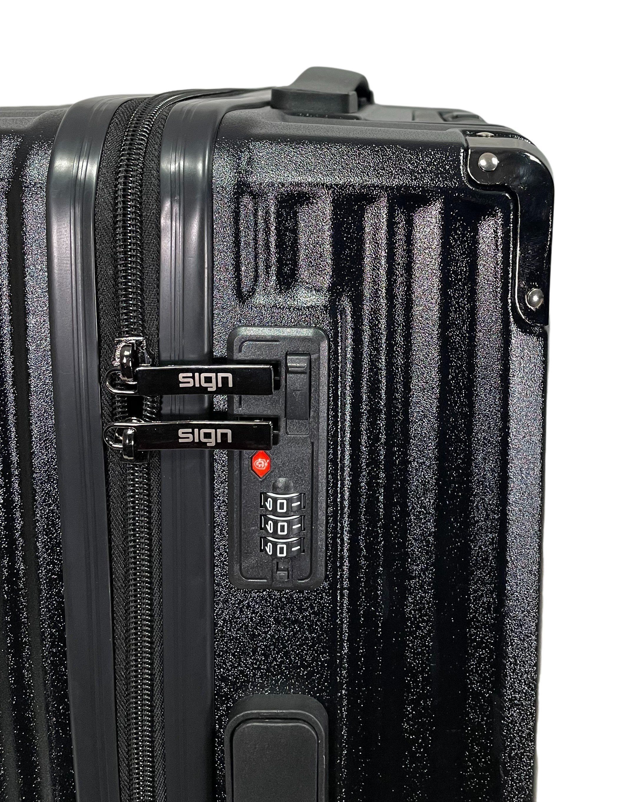 SIGN German Design Trolley Reisekoffer Hartschalen-Koffer, 360° Zwillingsrollen M/L/XL, Netztasche auf der Rückseite