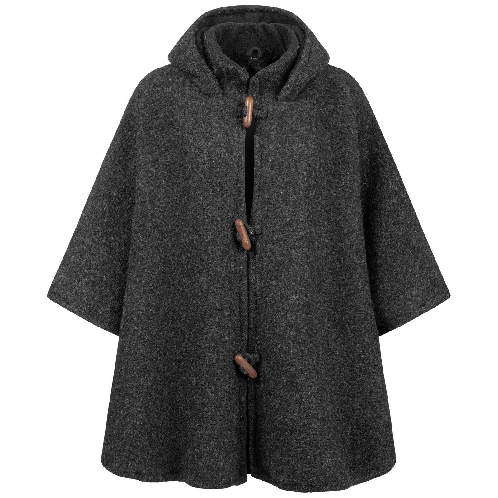 Mantel Wolle Strick Strickjacke Strickcape Umhang Jacke MAGIE UND Poncho+Kapuze Cape Winter KUNST