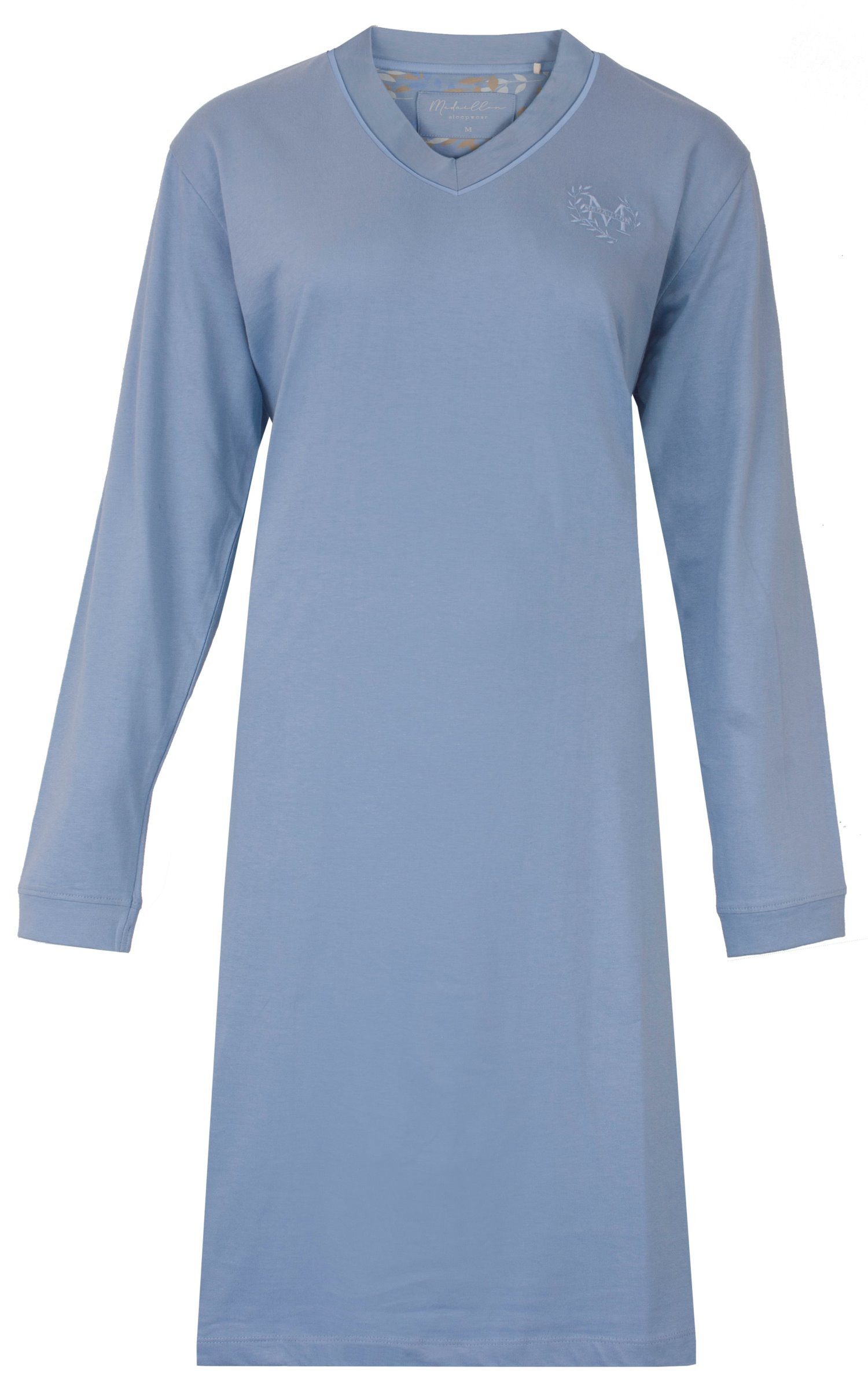 Medaillon Nachthemd Damen Schlafshirt mit langem Arm (1-tlg) Baumwolle