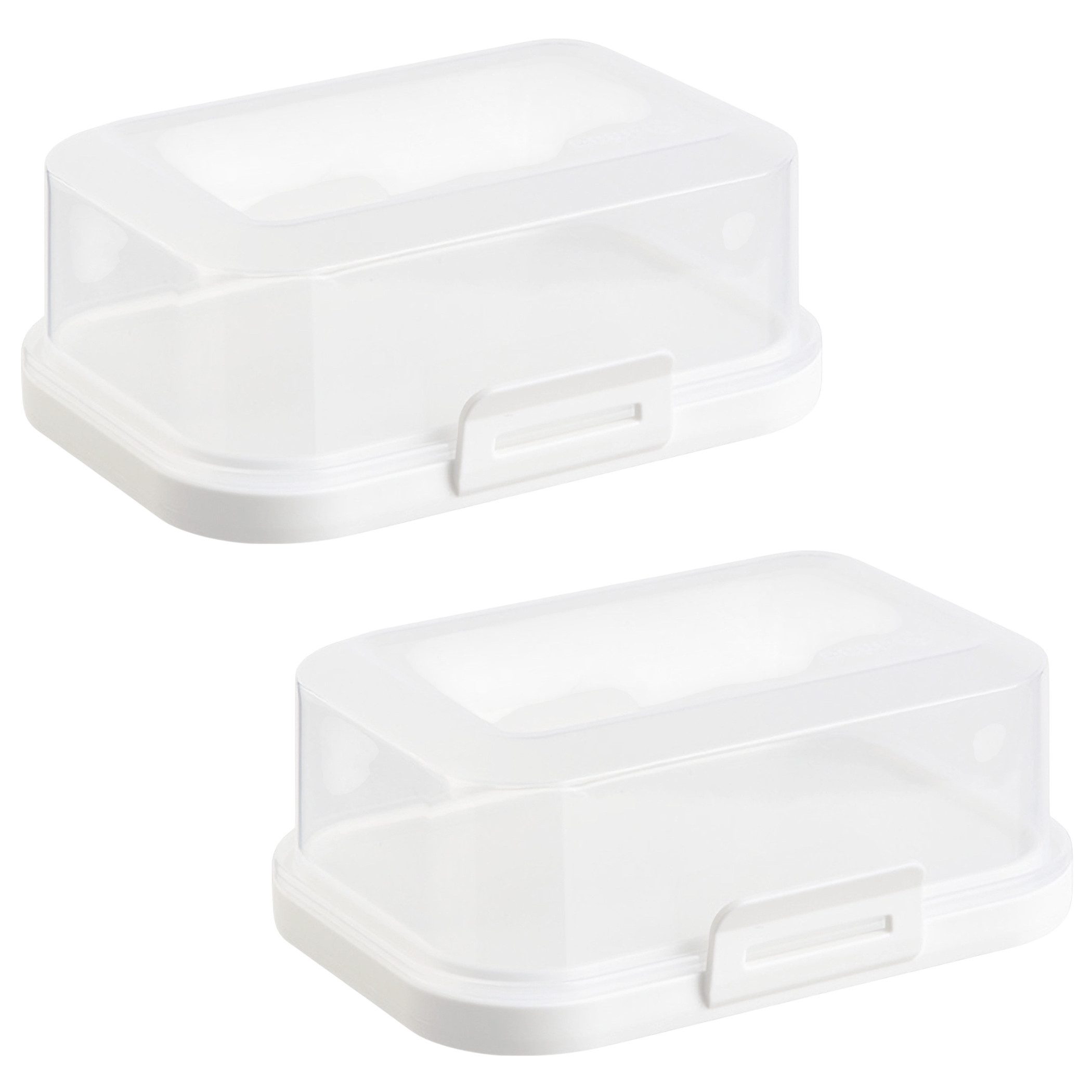 Engelland Butterdose Stapelbare Butter-/Käsedose, Kunststoff, (Vorteils-Set, 2-tlg., mit sicherem Klickverschluss), stapelbar, platzsparend, Ordnung im Kühlschrank, BPA-Frei, Mehrzweck