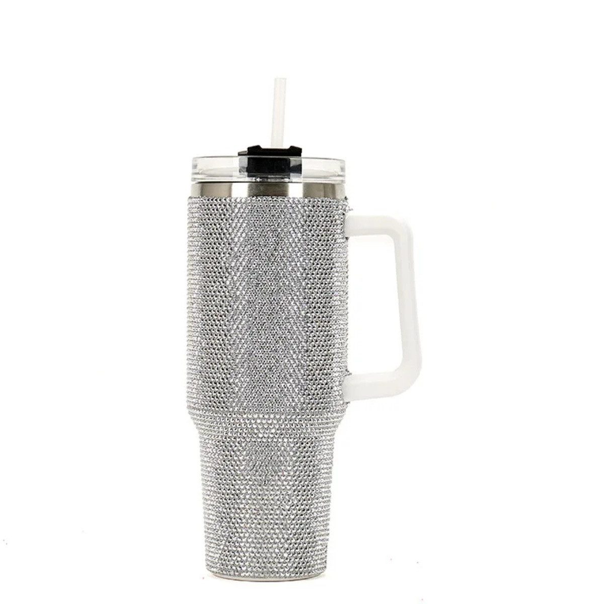 Nagham Ghazal Aswad Coffee-to-go-Becher Diamond Design Thermobecher 40oz Edelstahl Isolierbecher Glitzer, Doppelwandige IsolierungMit Griff, Großes Fassungsvermögen