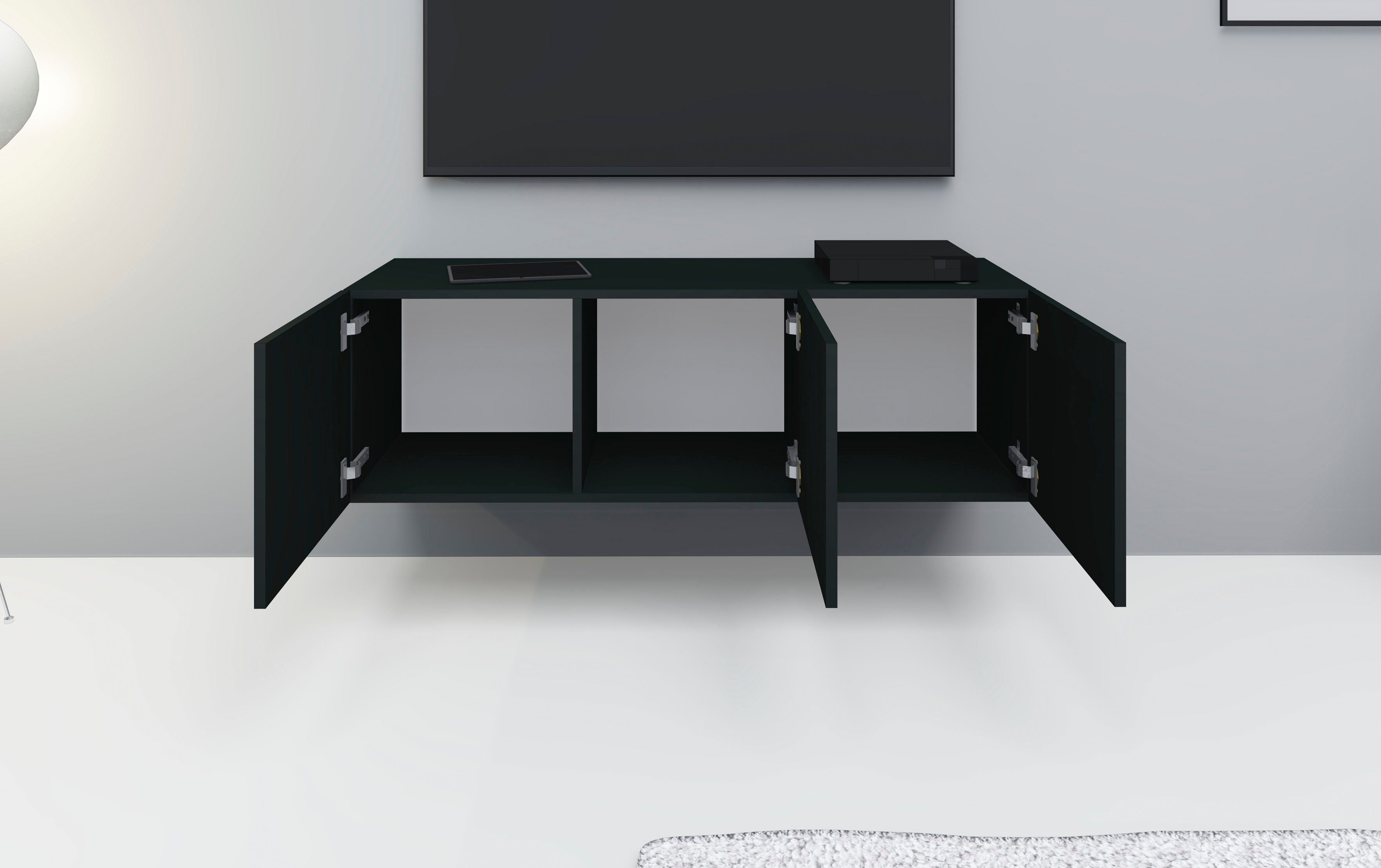 Möbel Breite borchardt Lowboard hängend 114 Vaasa, schwarz cm, nur matt