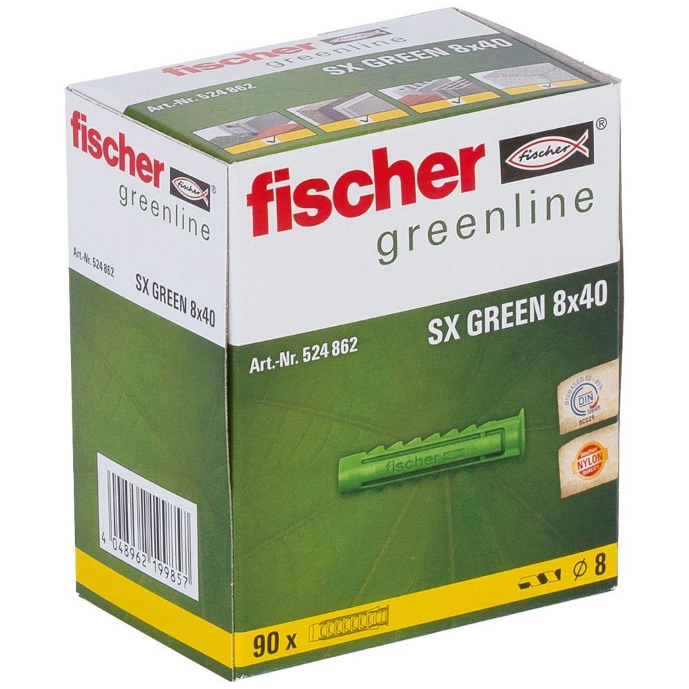x Dübel-Set und fischer 90 mm Fischer 8.0 green Spreizdübel Schrauben- 40 SX -