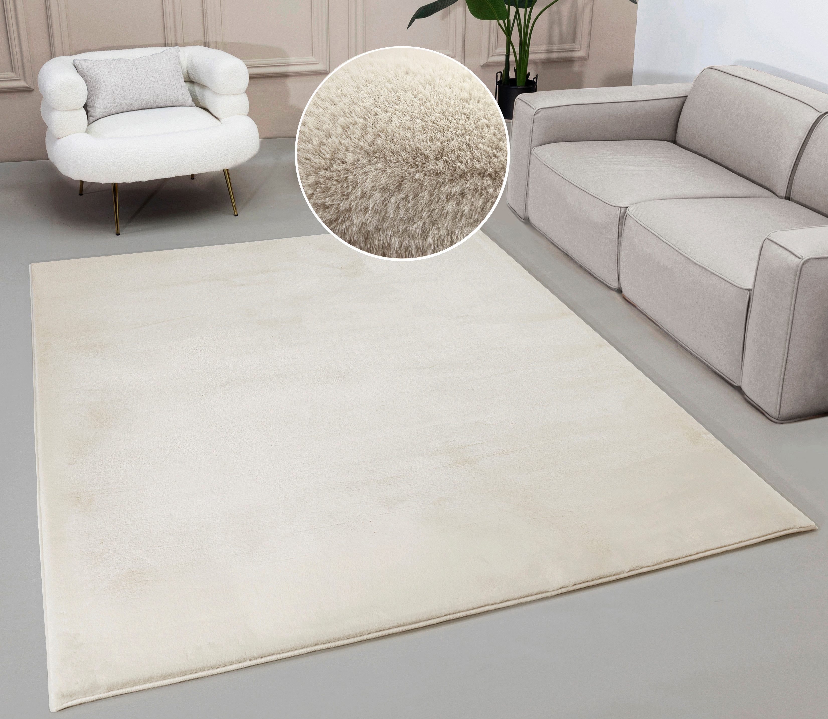 OTTO home Fellteppich Balu, Kunstfellteppich, Modern, Langflor Teppich, rechteckig, Höhe: 20 mm, Kaninchenfell-Haptik, kuschelig, weich, Wohnzimmer, Schlafzimmer