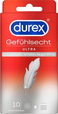 durex Kondome Gefühlsecht Ultra Packung, 10 St., 20% dünneres Material an der Spitze