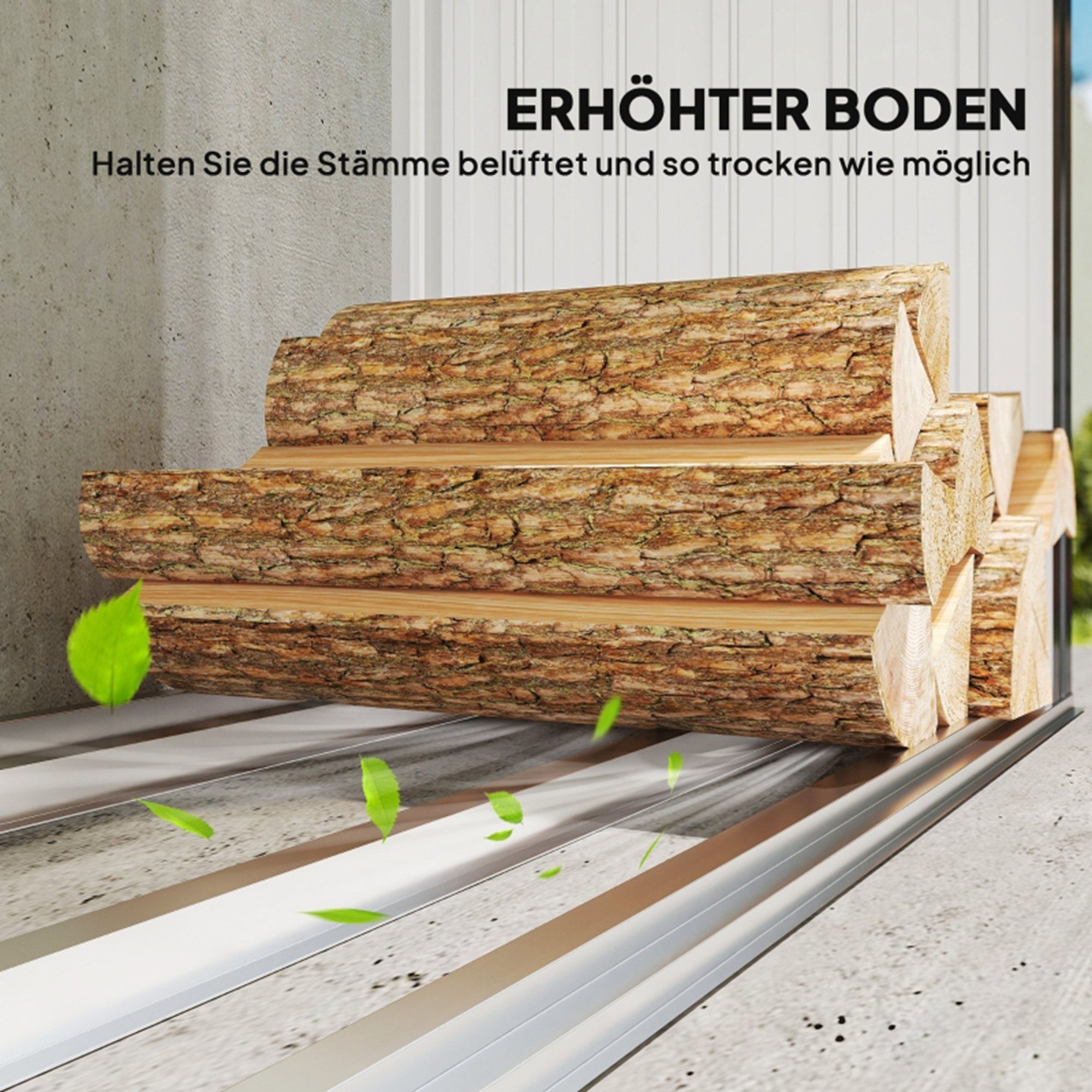 MC Star Kaminholzregal Brennholzschuppen, Feuerholzunterstand, Stahl, erhöhter Boden, (Schrägdach, 213 x 66,5 x 150 cm, Dunkelgrau)