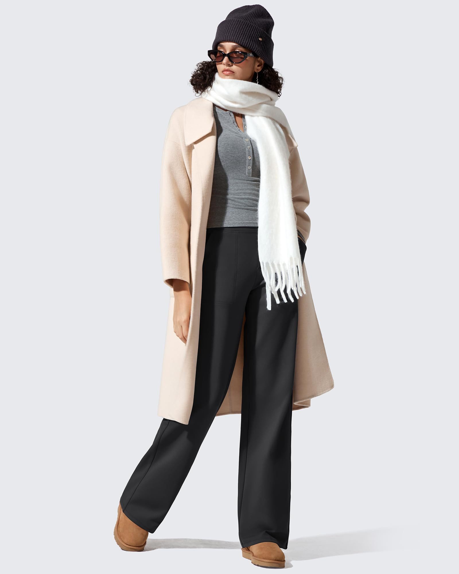 G4Free Palazzohose Damen Palazzohose Weites Bein Mit Taschen Jogginghose weites Bein, Winter-Arbeitshose, elegant, lässig