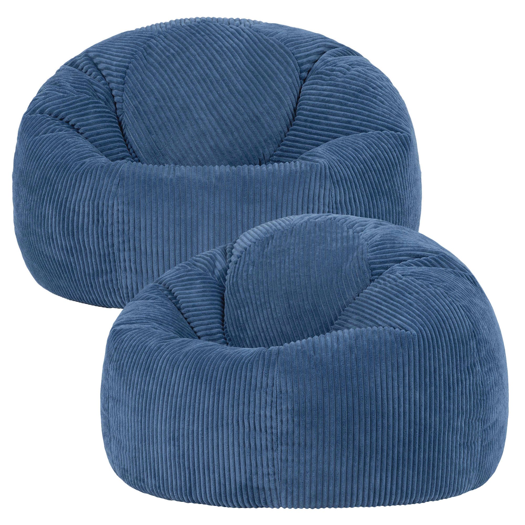 icon Sitzsack Erwachsene 2er Set Klassischer Sitzsack aus Cord „Kingston“, 85x50cm, Made in Germany, für Erwachsene & Kinder, mit Füllung