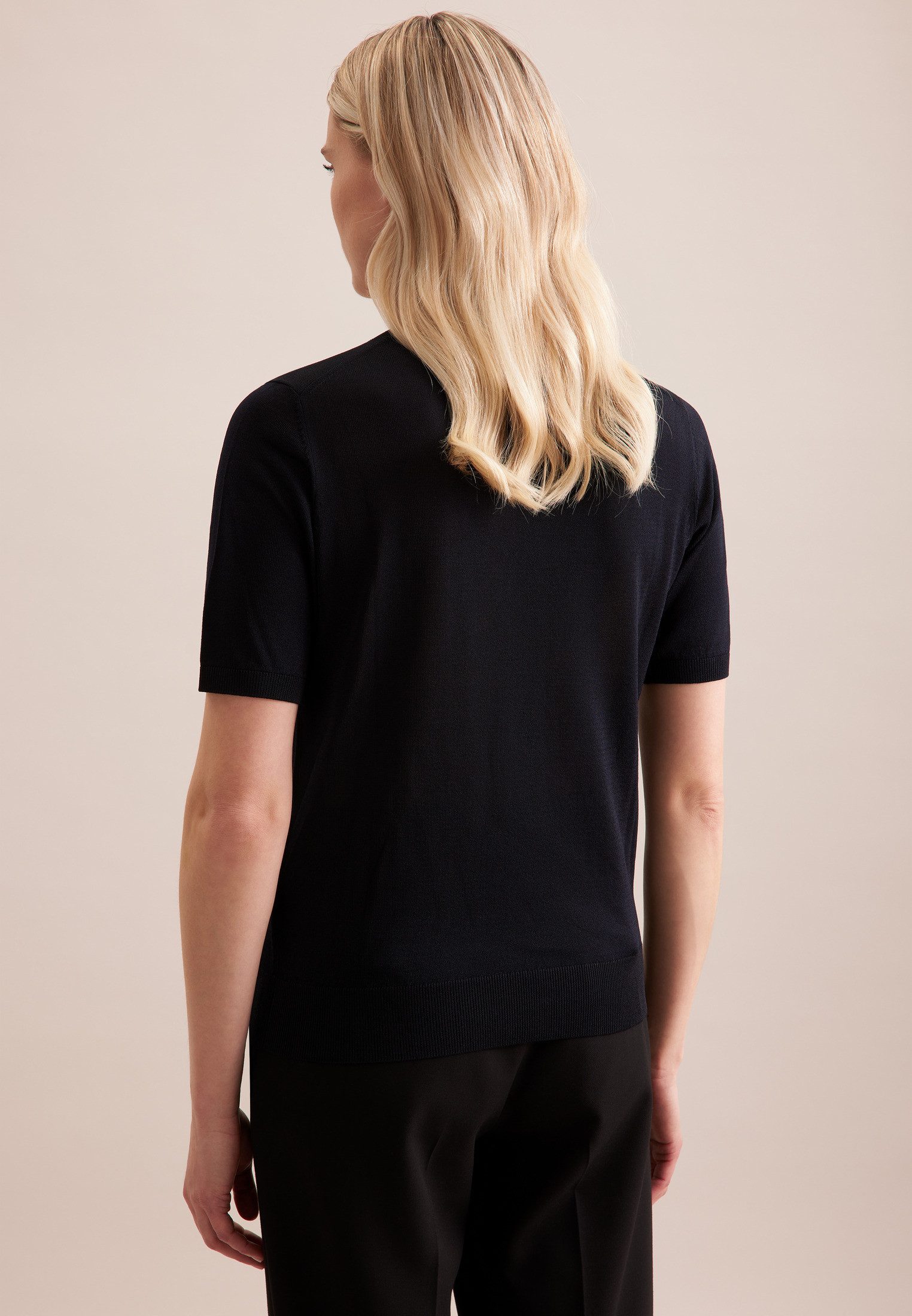 seidensticker Strickpullover Schwarze Rose 1/2 Rundhals