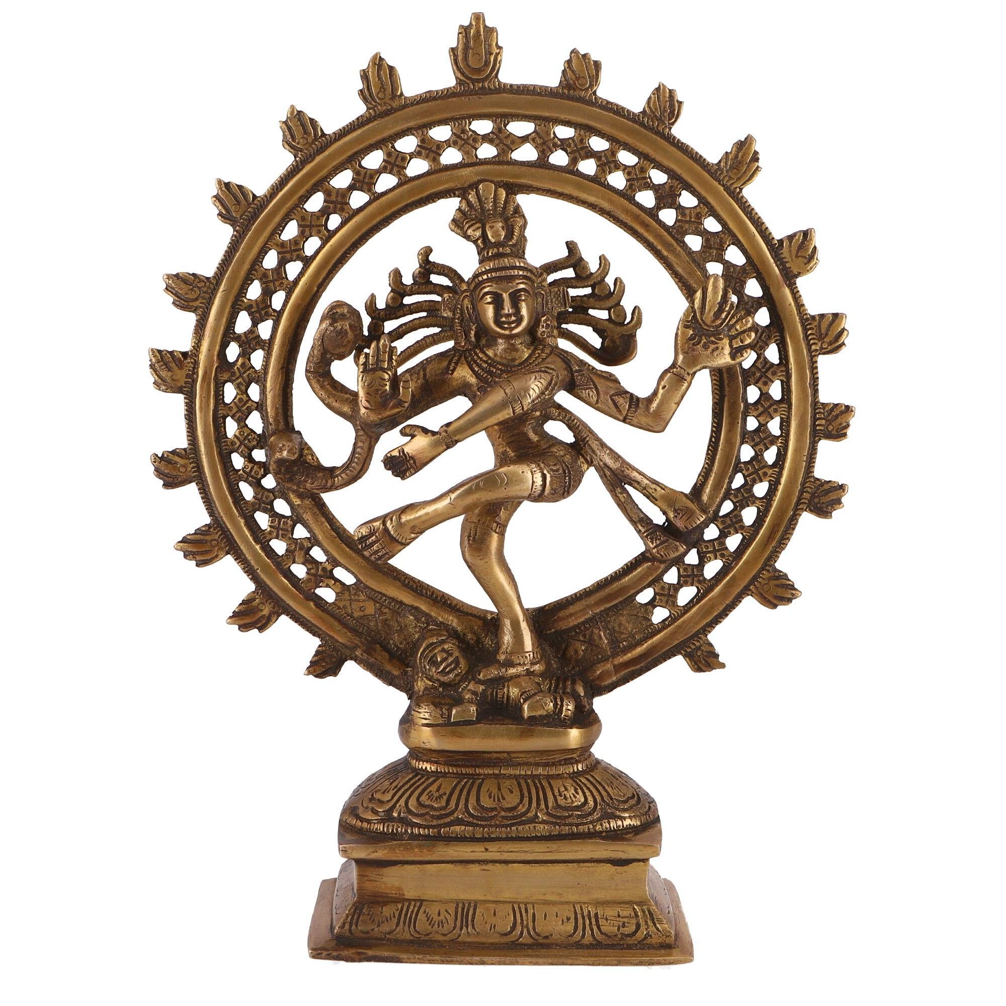 Guru-Shop Dekofigur Messingfigur, Statue Shiva im Feuerkranz 29 cm..