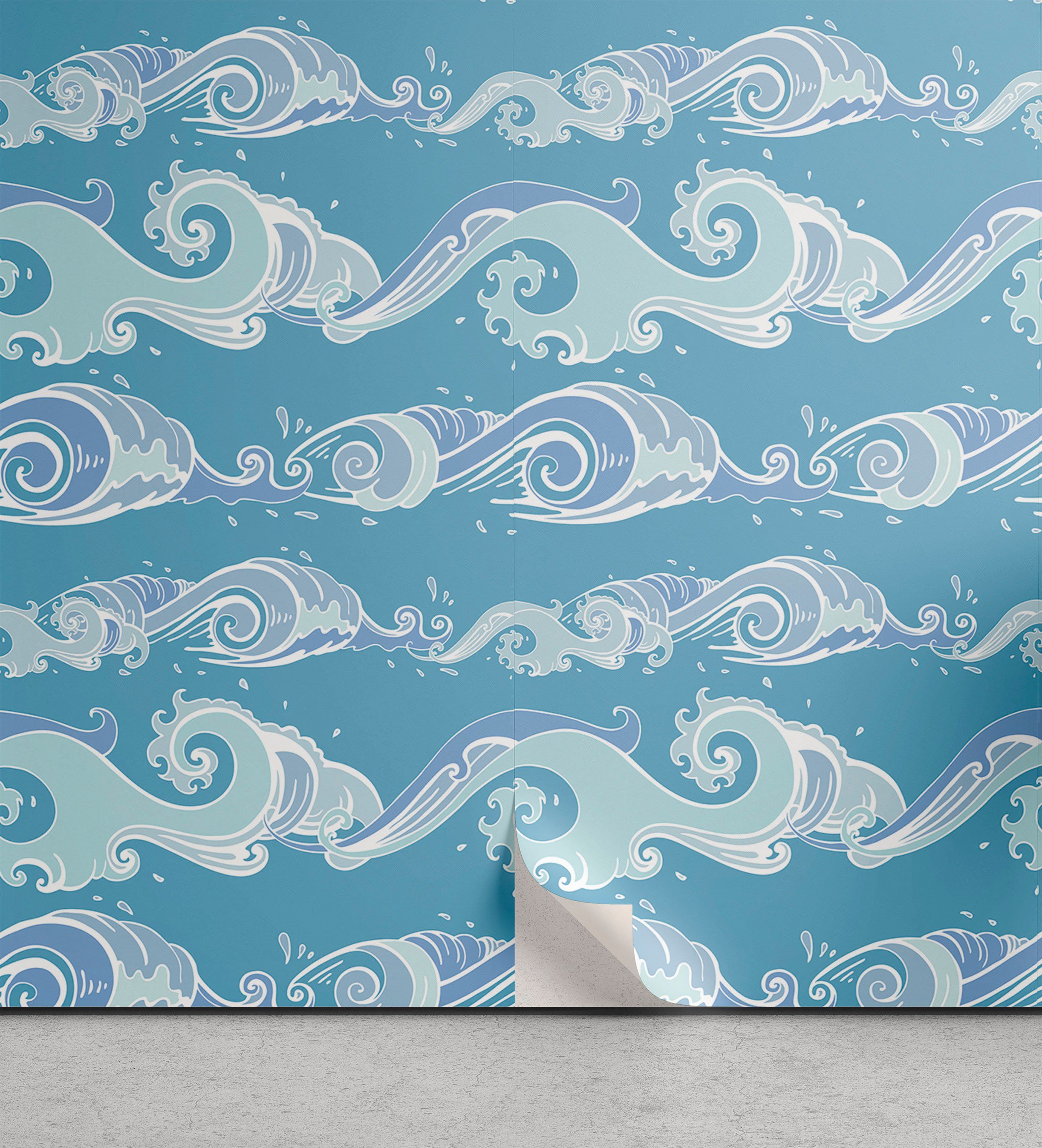 Abakuhaus Vinyltapete selbstklebendes Wohnzimmer Küchenakzent, Nautisch Meer Wellen Ozean Spritzer