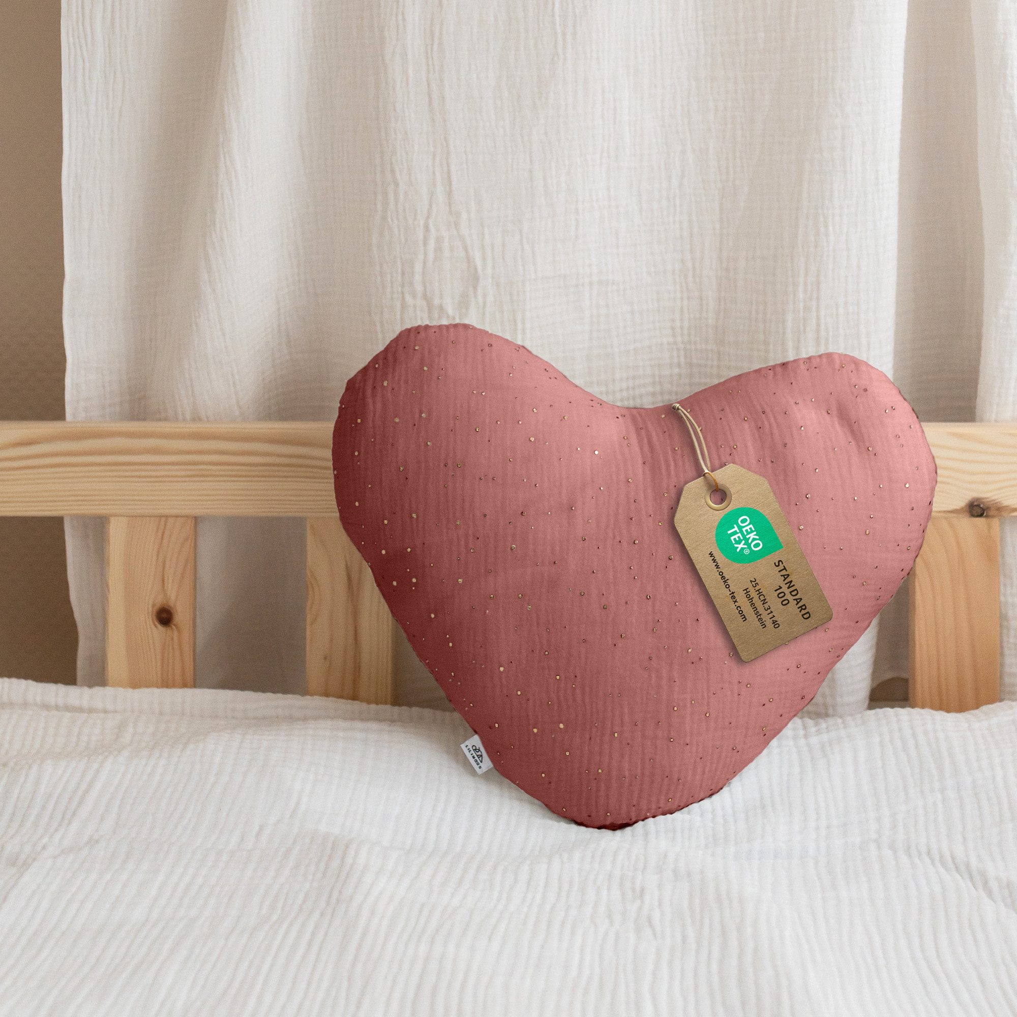 lilimaus Dekokissen Kuschelkissen Herz & Stern aus Musselin fürs Kinderzimmer, Kuschelkissen mit & ohne Füllung - passend zu Betthimmel & Bettwäsche