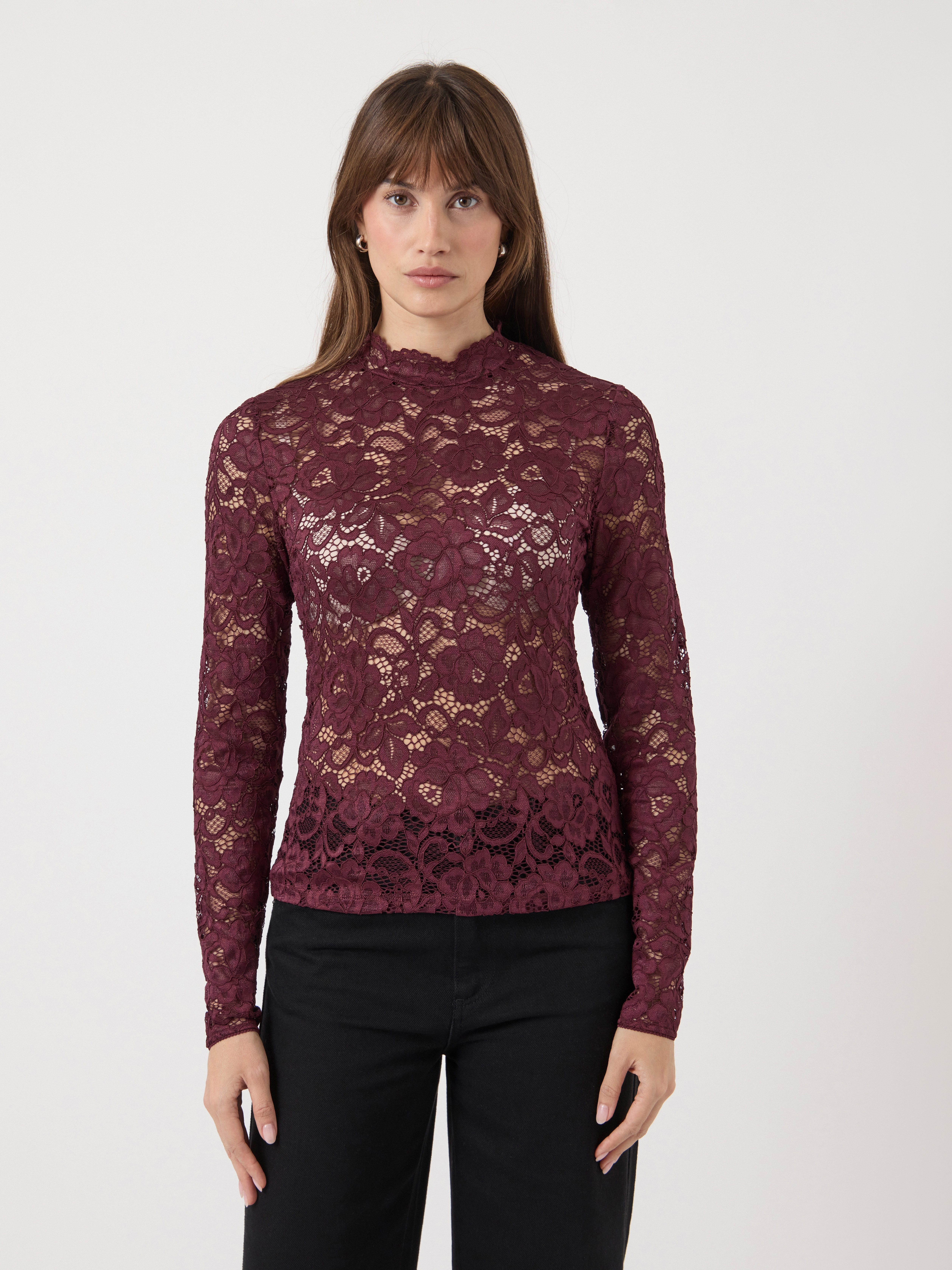 Y.A.S Langarmshirt YASLACEY LS LACE TOP S. NOOS günstig online kaufen