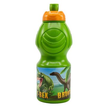 Stor Lunchbox Dinosaurier T-Rex Kinder 2 tlg Set Brotdose 3 Kammern Trinkflasche, Kunststoff