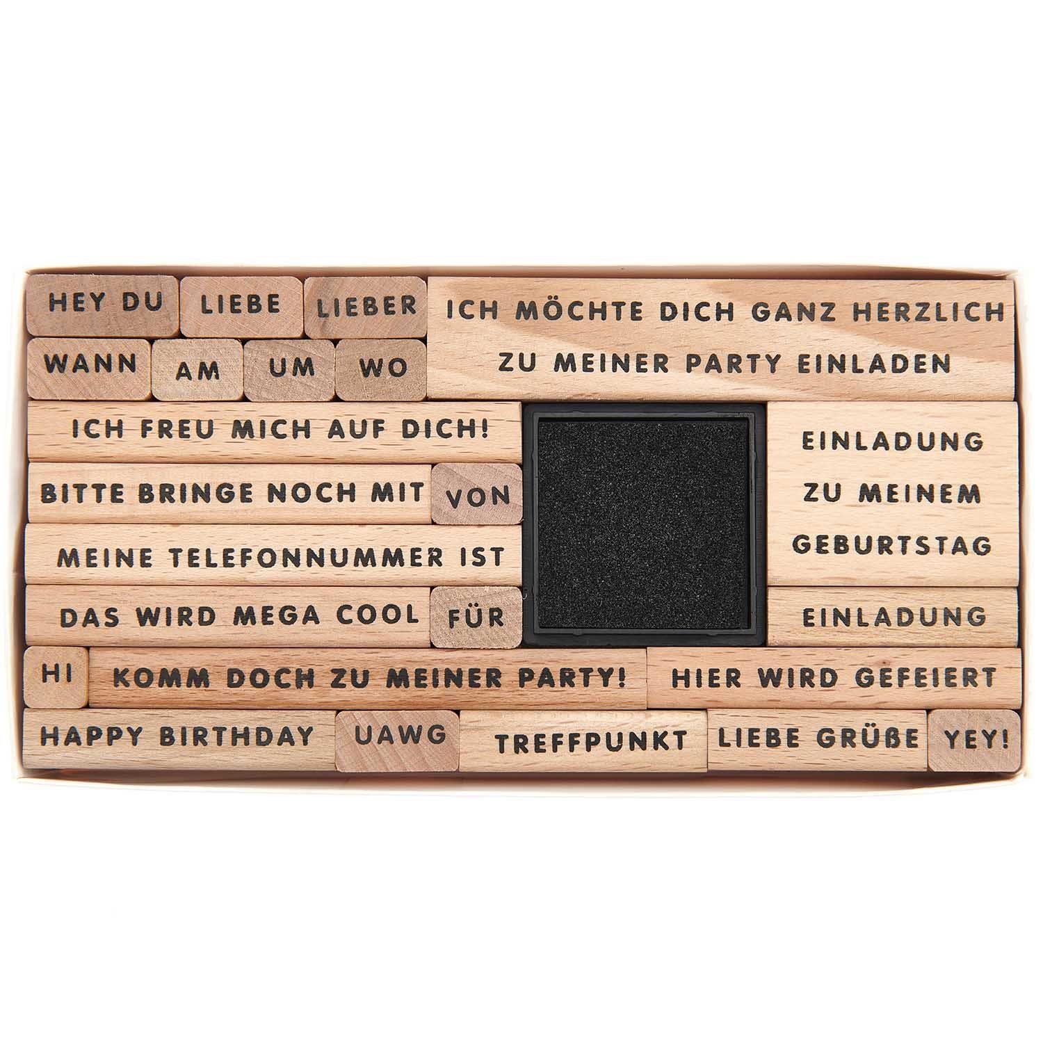 Rico Design Stempel Paper Poetry Stempelset Einladung zum Geburtstag, 22 tlg.