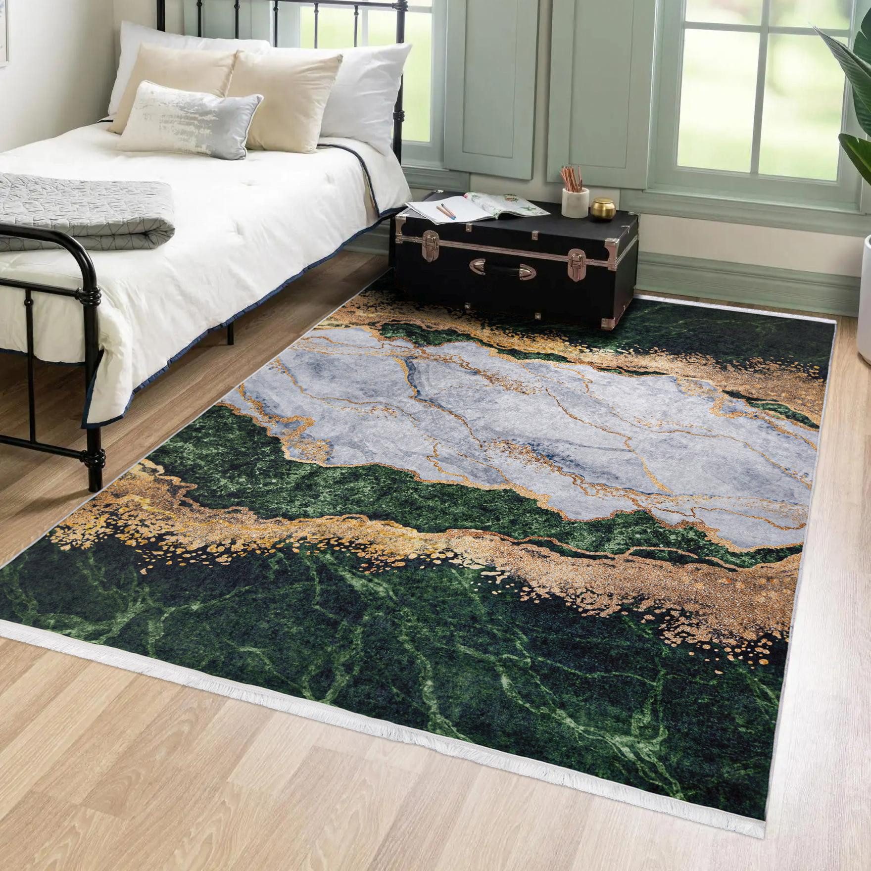 Mazovia Designteppich Modern Teppich für Wohnzimmer, Schlafzimmer, Esszimmer, 80 x 150 cm, Kurflor, Waschbar in Waschmaschine, Höhe 5 mm, Rutschfest – Bild 2 von 5