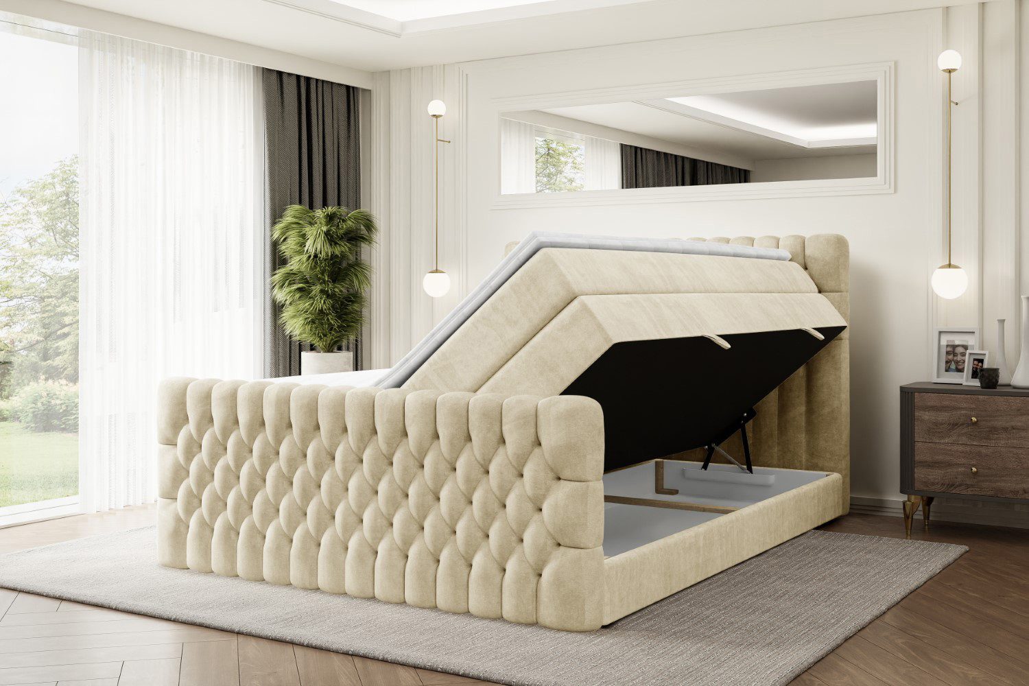 ALTDECOR Boxspringbett DAISY-Z KING (Multipocket-Matratze H4, H3 Matratze Bonellfederung, Topper, Kopfteil), Doppelbett mit Fußteil