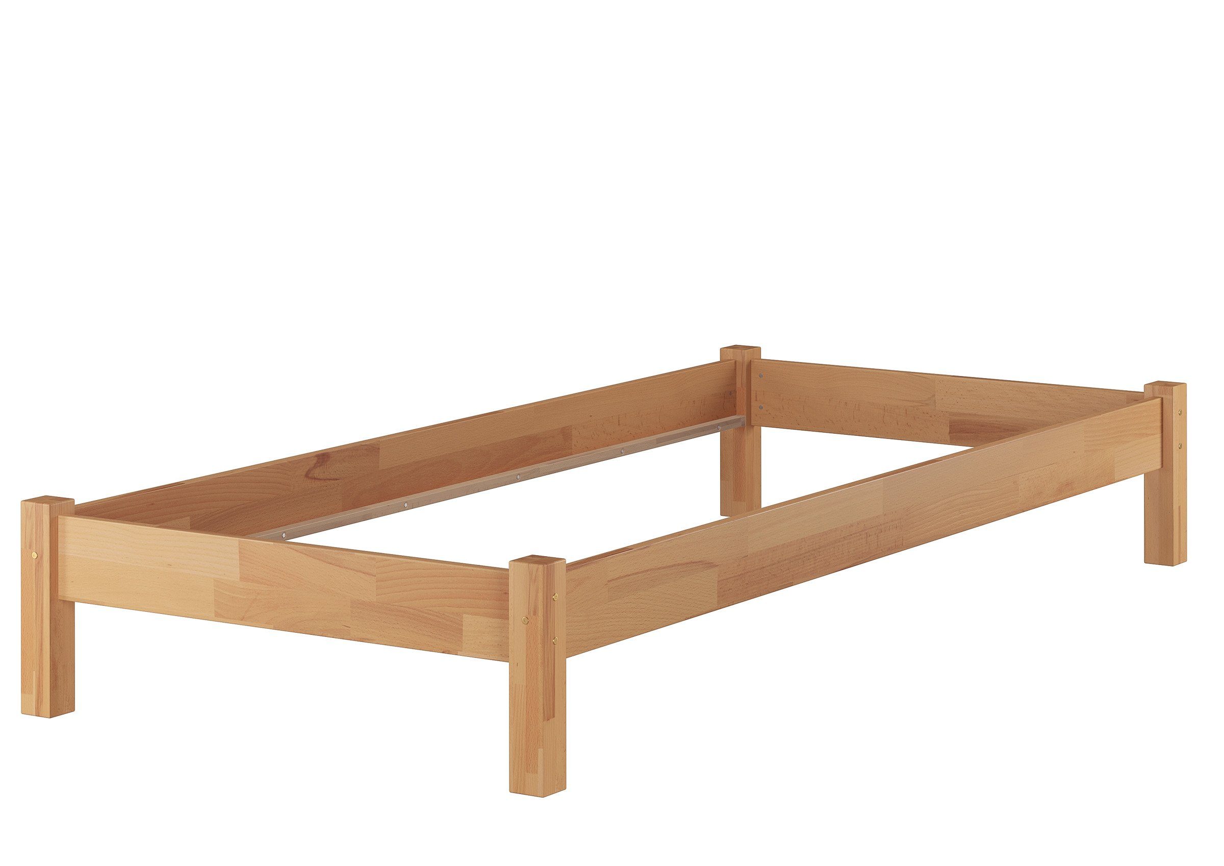 ERST-HOLZ Bett lackiert 80x200 Gästebett Buche Jugendbett Einzelbett mit Futonbett Buchefarblos Rollrost