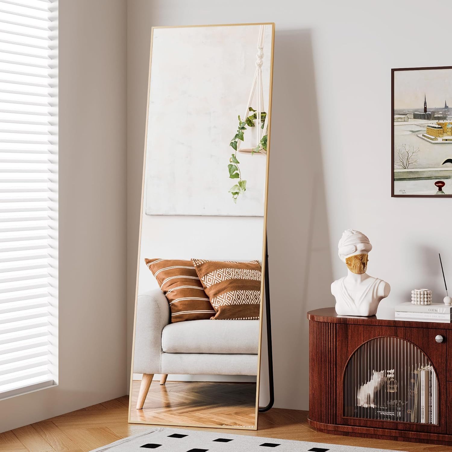 TLGREEN Ganzkörperspiegel 53/50x163cm Standspiegel mit Metallrahmen, (53x16 günstig online kaufen