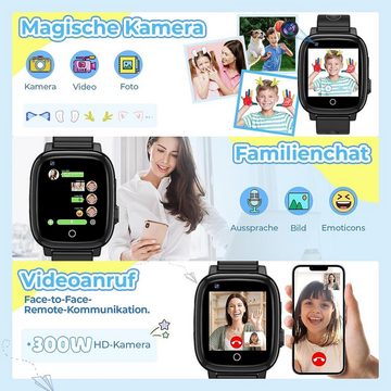 ADUOGENG Smartwatch (1,4 Zoll, iOS, Android), 4G mit GPS Telefon WiFi Videoanruf Kamera SOS Schulmodus 5–14 Jahren