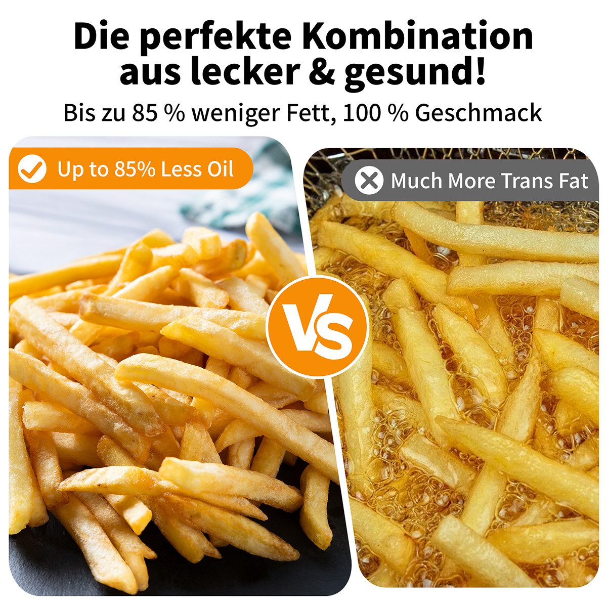 AECO Heißluftfritteuse, 1700 W, Rezeptheft