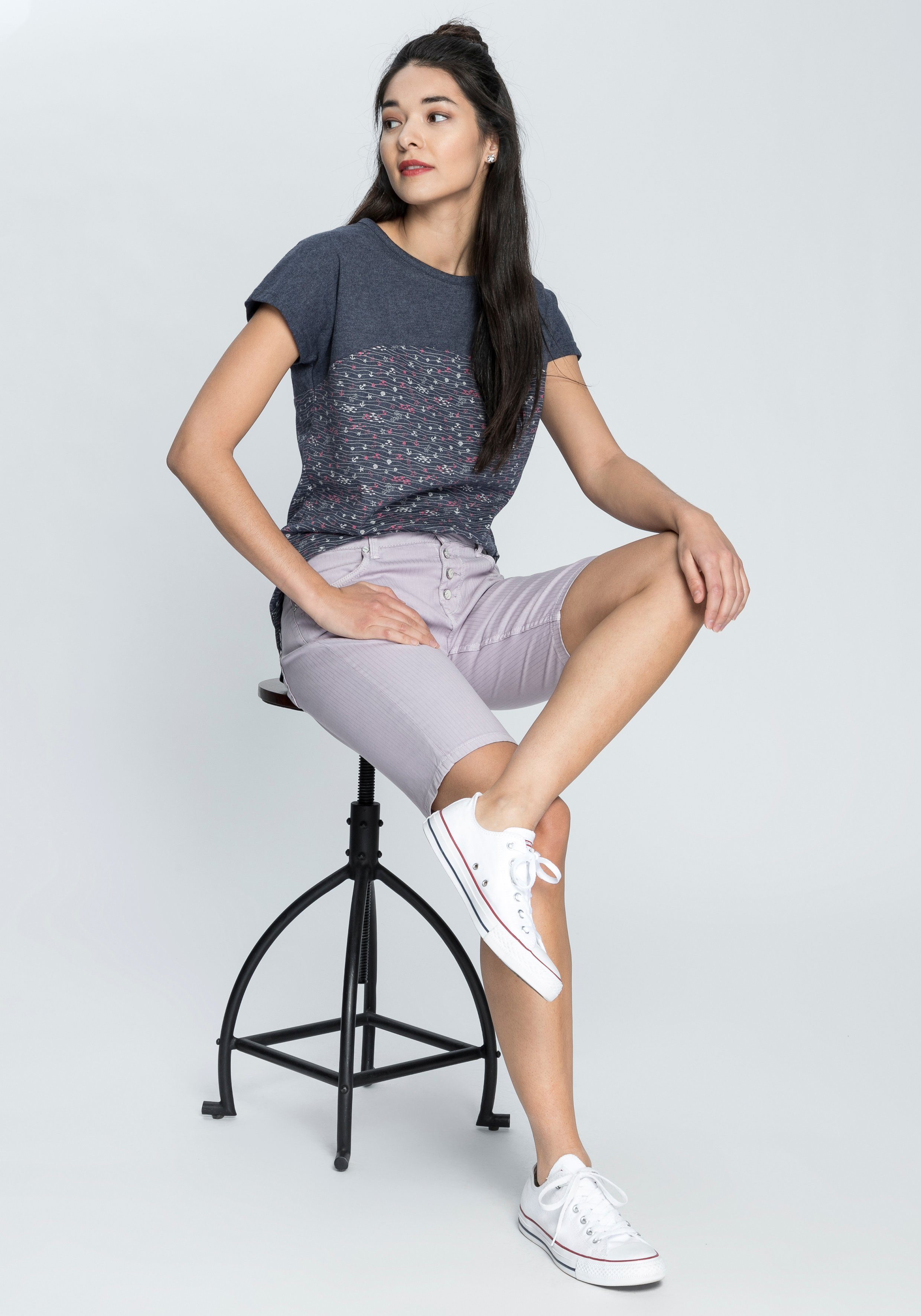 Streifen-oder & mit Alife T-Shirt trendy print marine Kickin Longshirt Musterprints