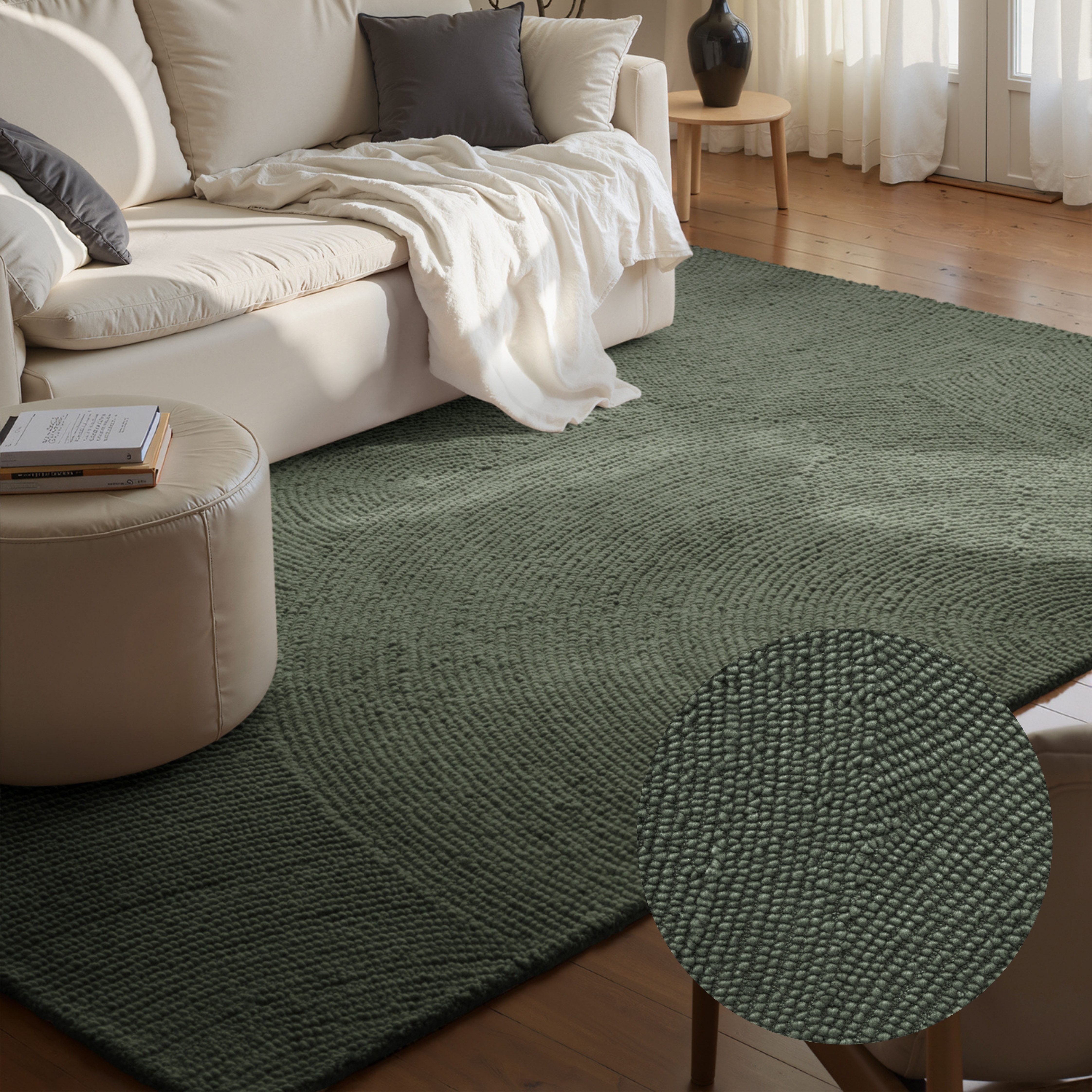HANSE Home Wollteppich Calmio, auch als Läufer und in rund, rechteckig, Höhe: 18 mm, Handgetuftet, Wolle, Natur, Wohnzimmer, Schlafzimmer, Skandi, Hygge