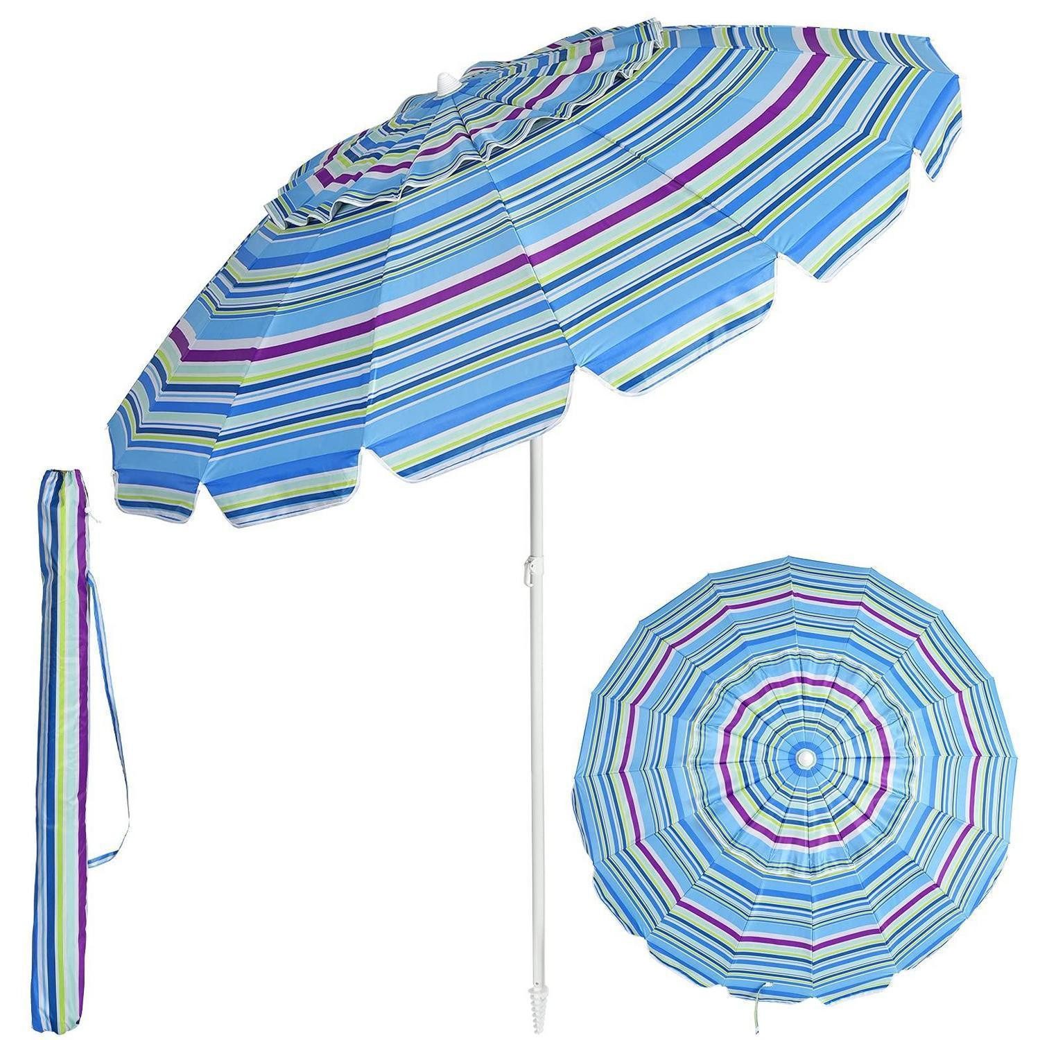 LuxusKollektion Sonnenschirm Strandschirm knickbar UV 50+ 200cm Hellblau