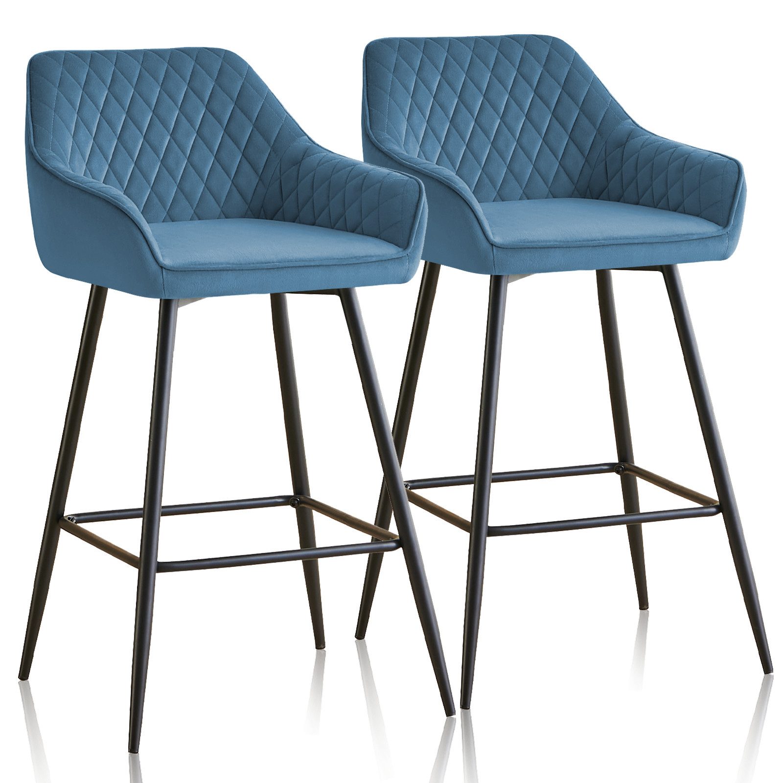 JYMTOM Barhocker Kunstleder Barhocker, 2er-Set, Barstühle mit gepolsterter Sitz, Rücken-/Armlehnen und Metallbeinen für Küche,und Esszimmer.(2,Teal)