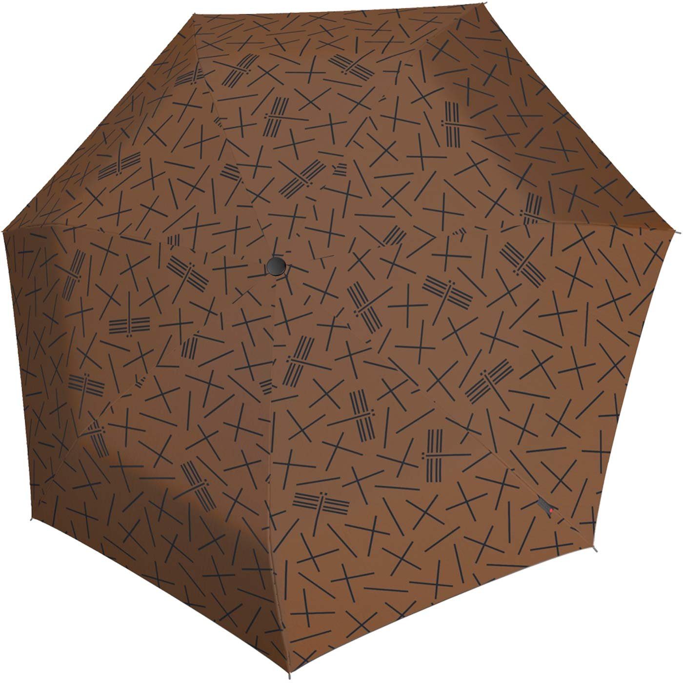 kleiner, gut Damen, für Taschenregenschirm Hard-Case-Etui leichter, Schirm das Knirps® geschützt kompakter durch braun