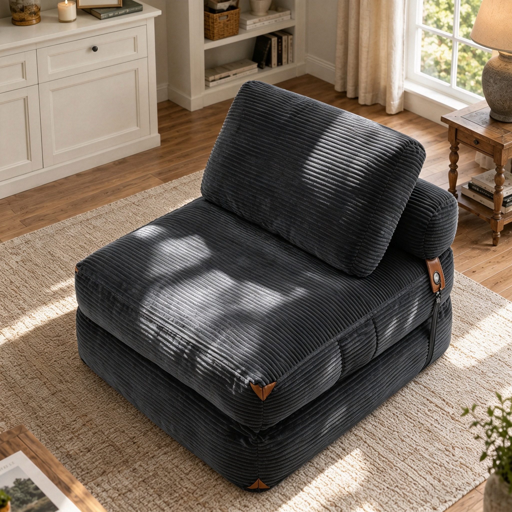 VUZINIC Schlafsofa 2-in-1 faltbarer Sessel-Sofa, ergonomischer Halt, 1 Teile, vakuumverpackt, montagefrei, weich, Wohnung & Büro – Bild 2 von 5