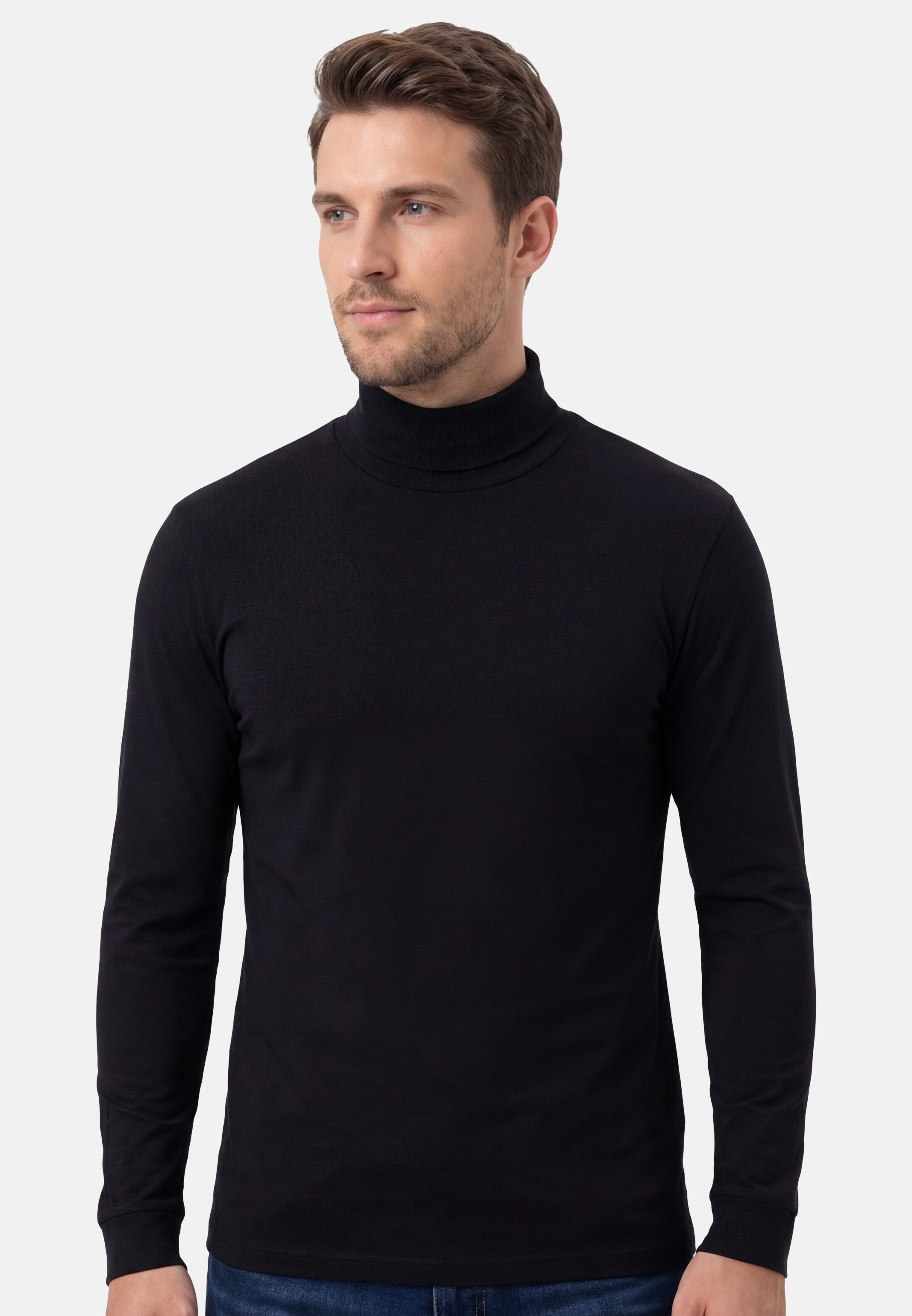 RAGMAN Langarmshirt 3er Pack Basic (Spar-Set, 3-tlg) Rollkragenshirt - Baumwolle - Atmungsaktiv