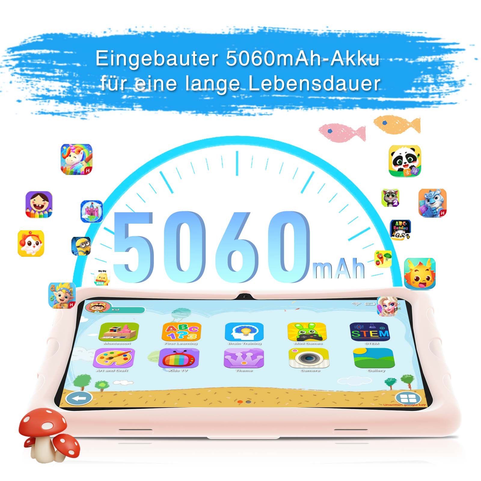 DOOGEE U10 KID 10.1 Zoll 128GB/1TB Kinder Tablet, 5MP+8MP Tablet (10.1", 128 GB, Android 14, vorinstallierte Kinder Lernsoftware und Spiele,Anti-Blaulicht)