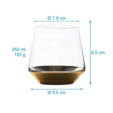 Intirilife Gläser-Set, Glas, Trinkglas mit goldfarbenem Boden 350 ml Wasser Saft Glas Becher