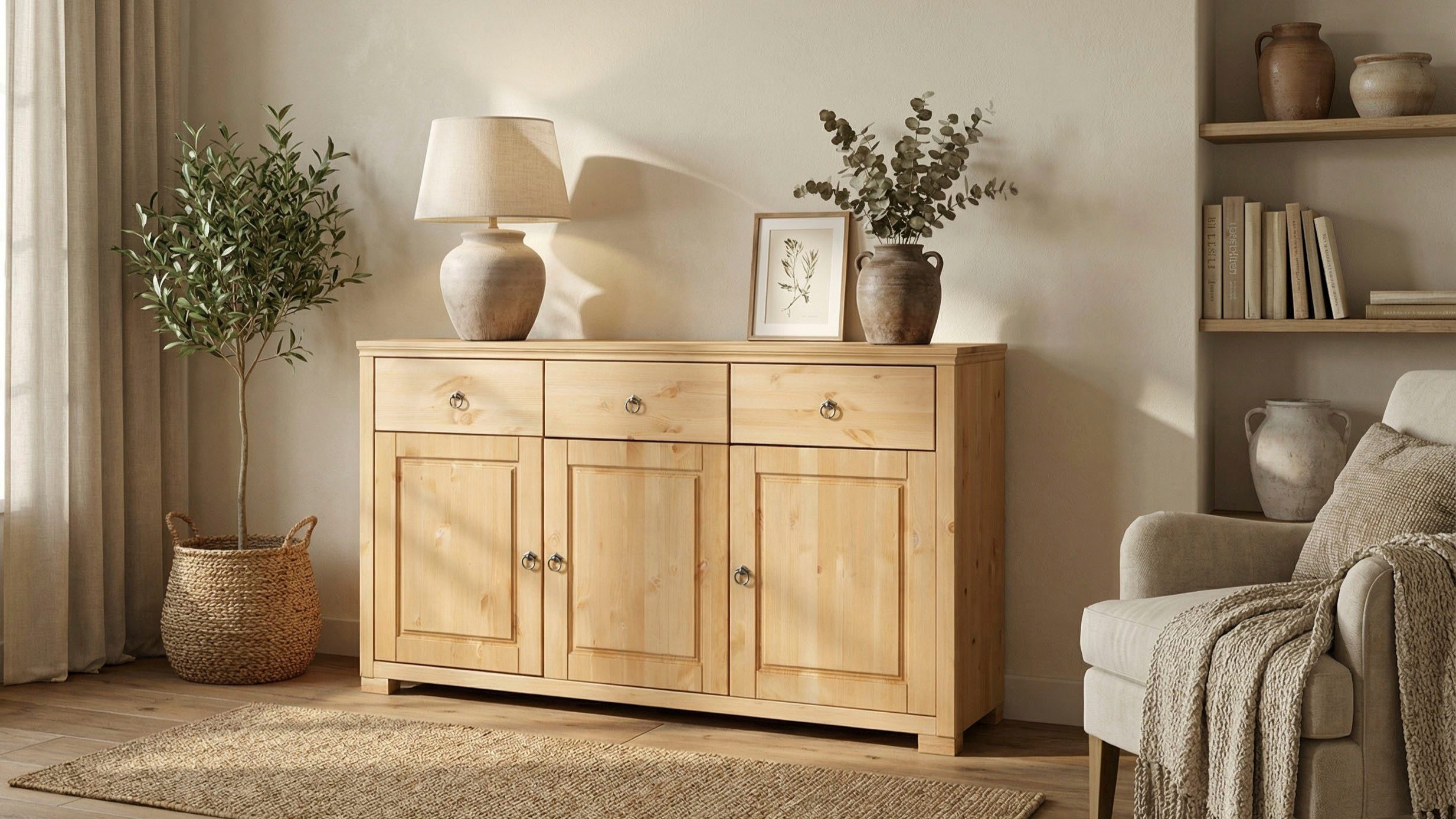 Home affaire Sideboard Gotland, Kommode, Breite 147 cm, aus massiver Kiefer günstig online kaufen