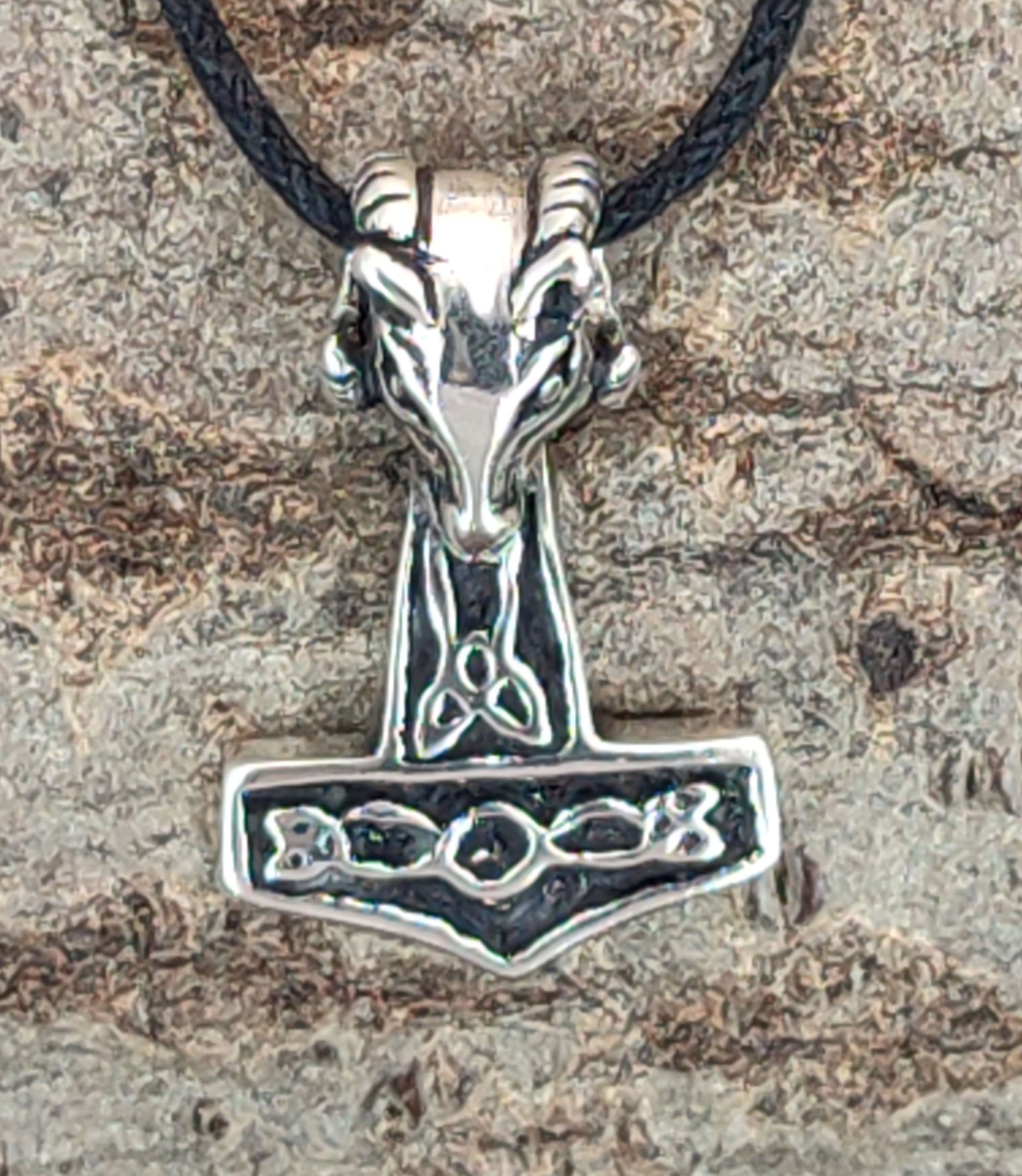Thor Mjölnir 925 of Kettenanhänger Odin Thorhammer Silber Thorshammer Anhänger Leather Kiss