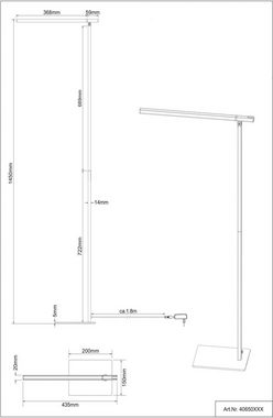 Nino Leuchten Stehlampe MAREK, LED fest integriert, Warmweiß, Treiber tauschbar, Leuchtmittel wechselbar, Dimmbar, Sensor Schalter