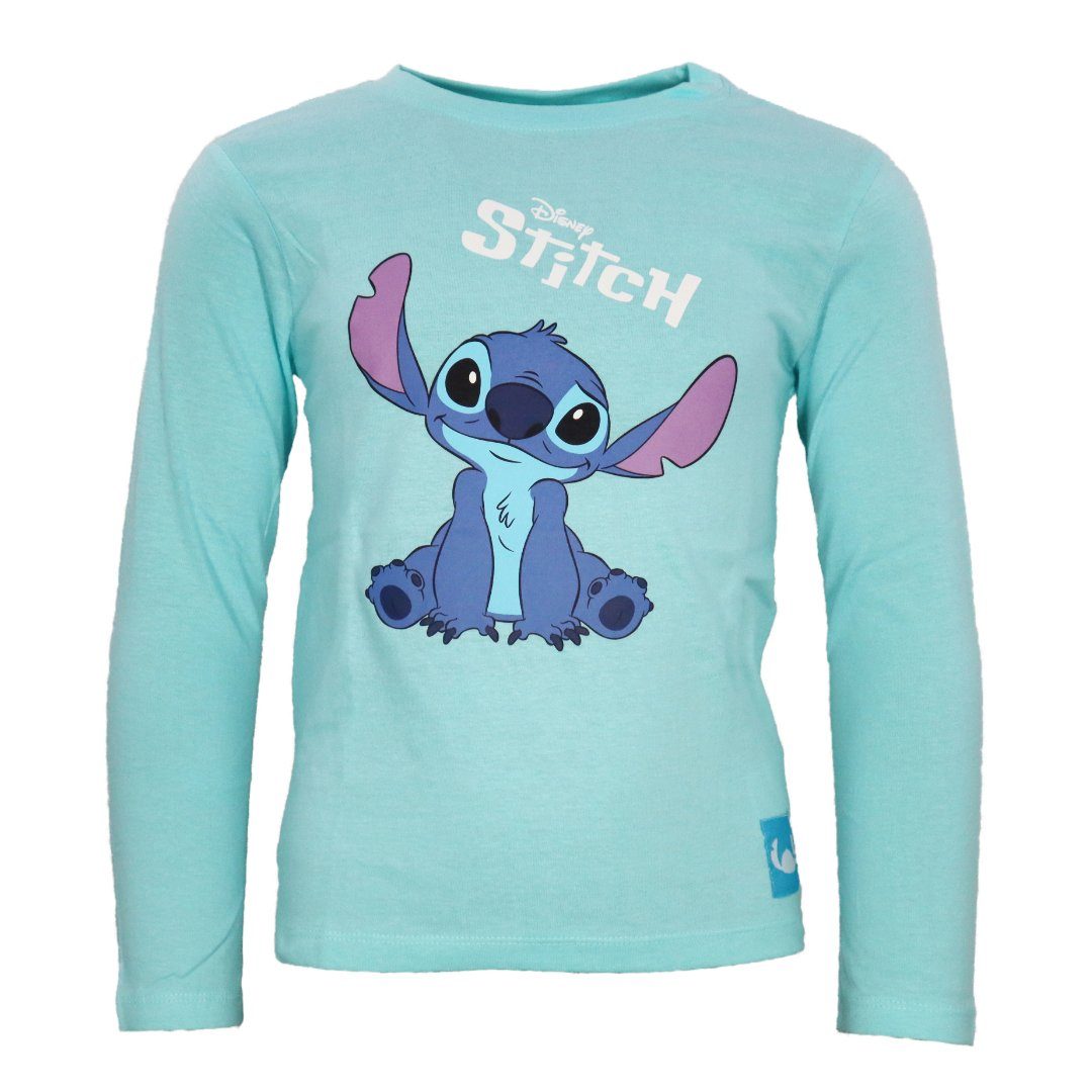 Disney Langarmshirt Disney Stitch Kinder Jungen Langarm Shirt Gr. 92-128 100% Baumwolle Hellblau