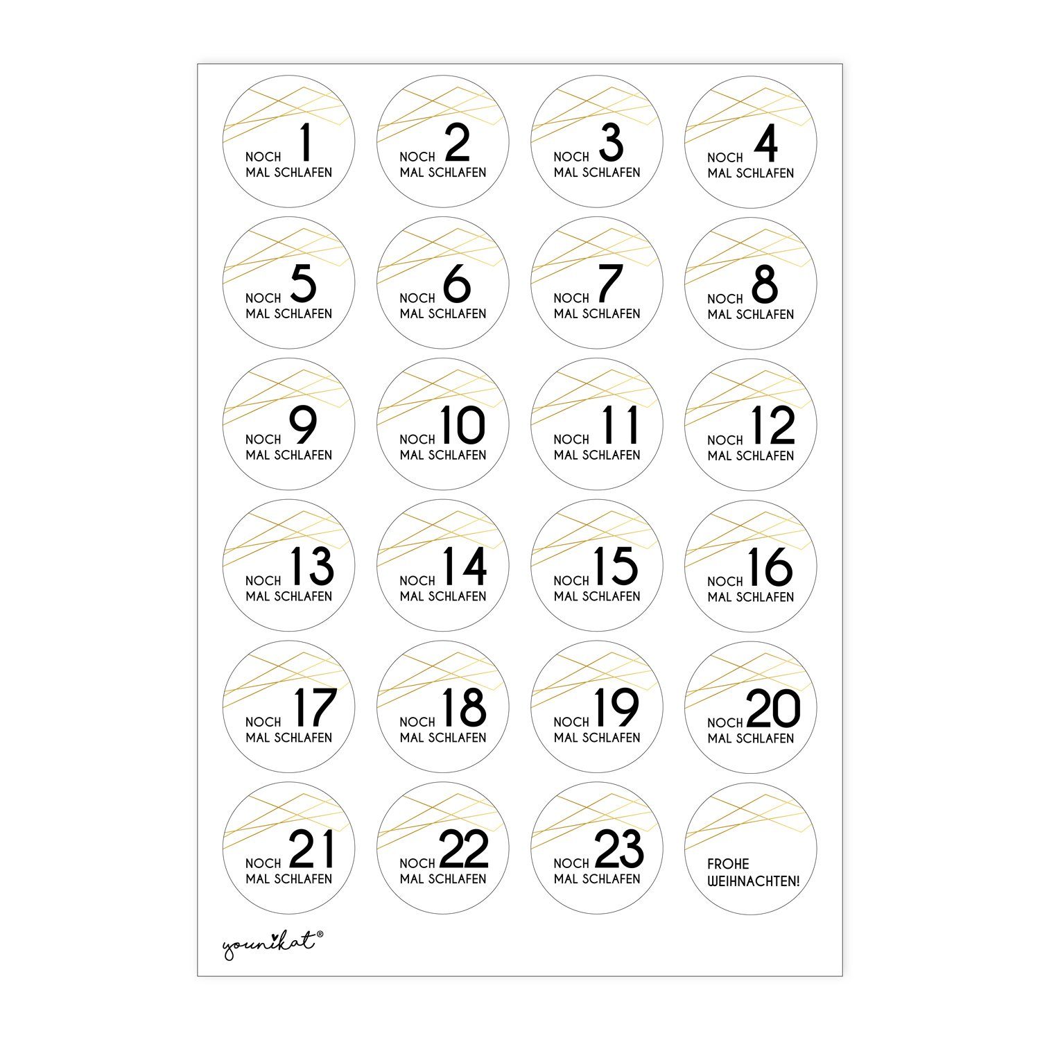younikat Aufkleber 24 Adventskalender-Zahlen-Aufkleber