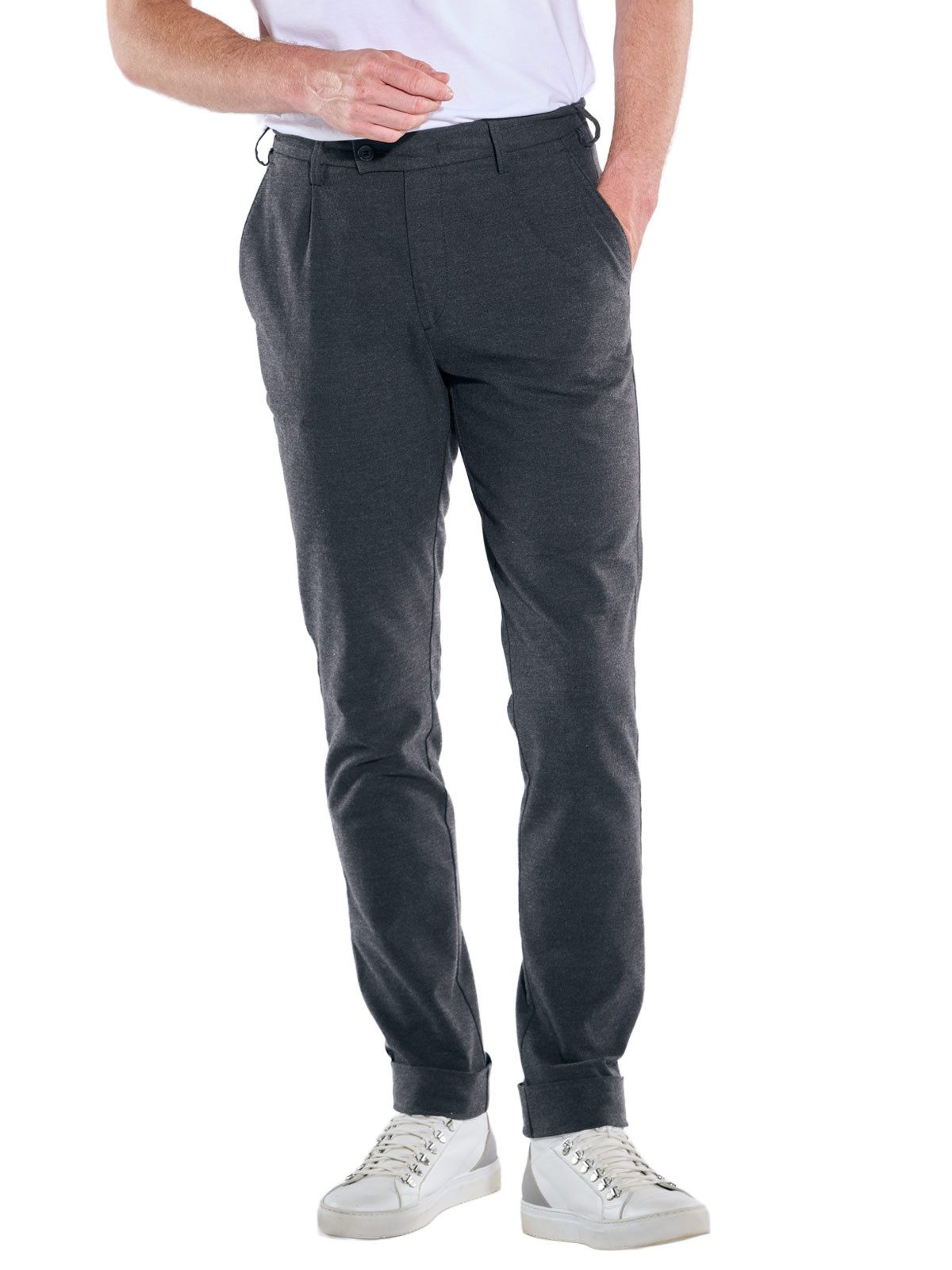 ENGBERS GERMANY 5-Pocket-Hose Herren Hose in innovativer Wolloptik, Dunkelgrau
