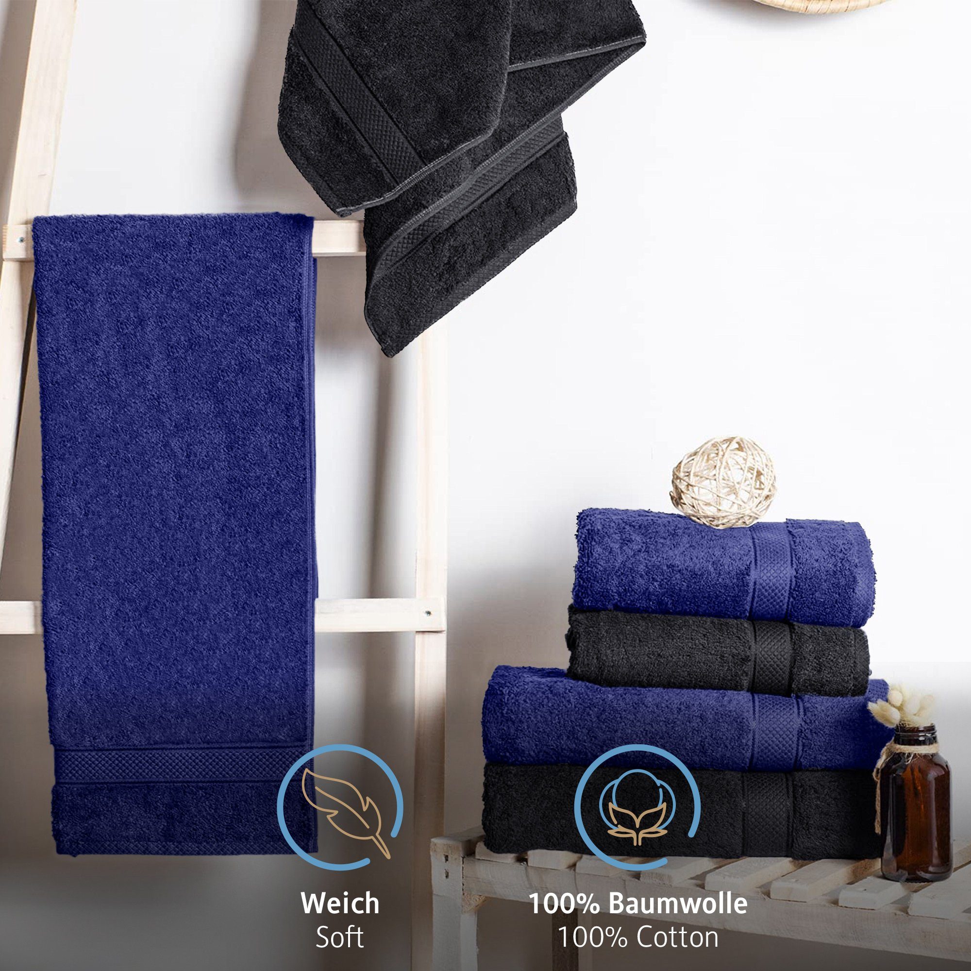 Komfortec Handtuch Set aus 100% Baumwolle, 4 Handtücher 50x100 cm und 4 Bad günstig online kaufen