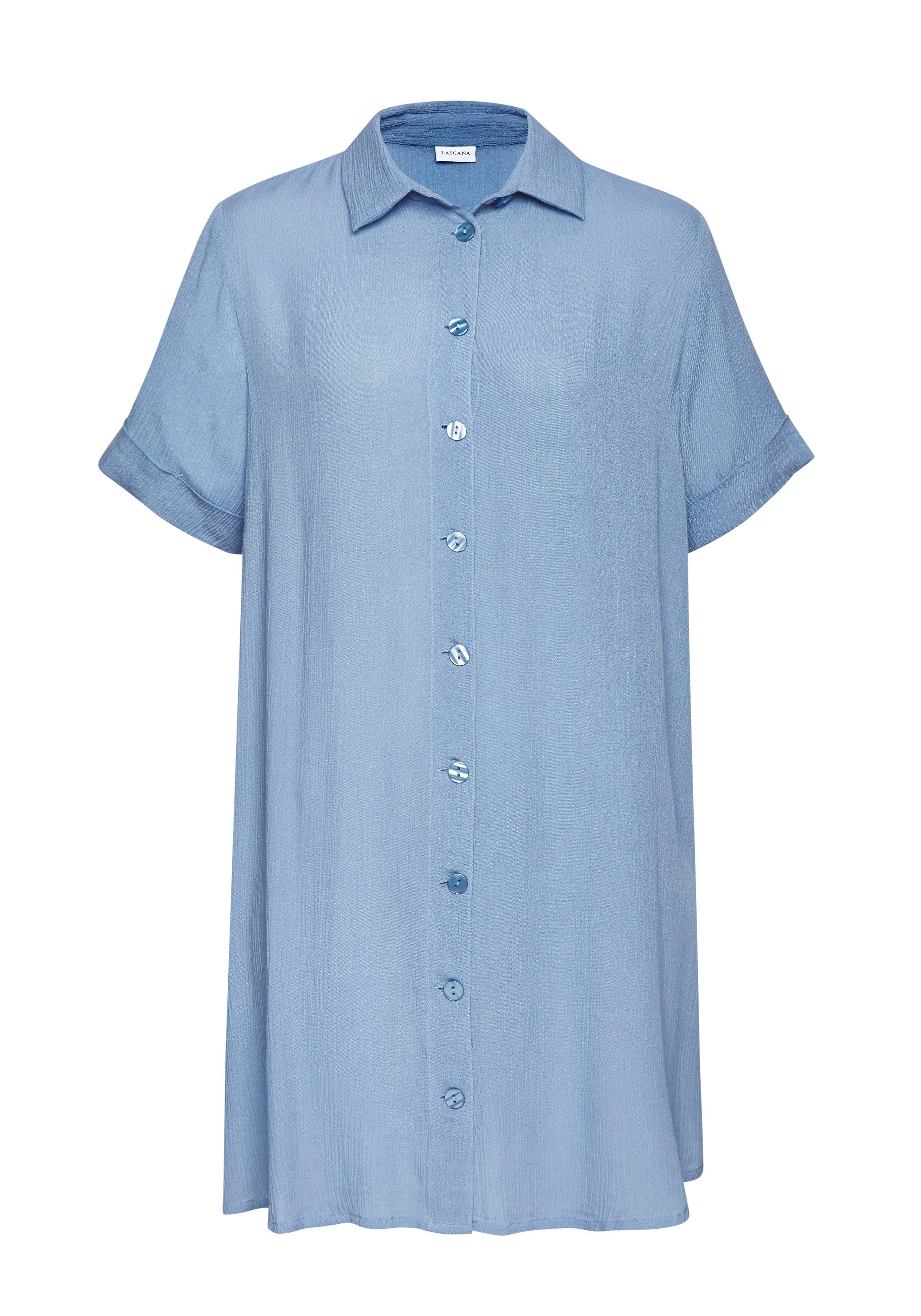 LASCANA Longbluse mit Knopfleiste, Kurzarmbluse, Blusenkleid, günstig online kaufen